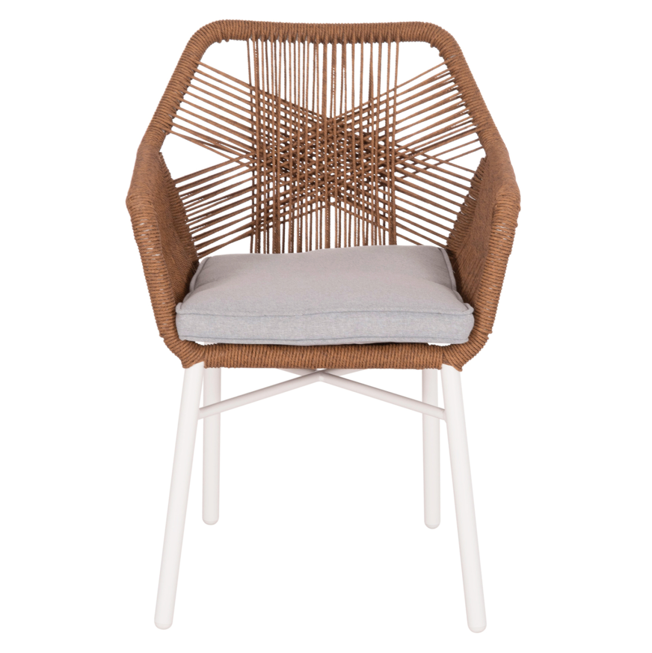 DINING ARMCHAIR TOPIN HM6048.11 ALUMINUM WHITE-P.E. RATTAN BEIGE 59x63x81Hcm [3]