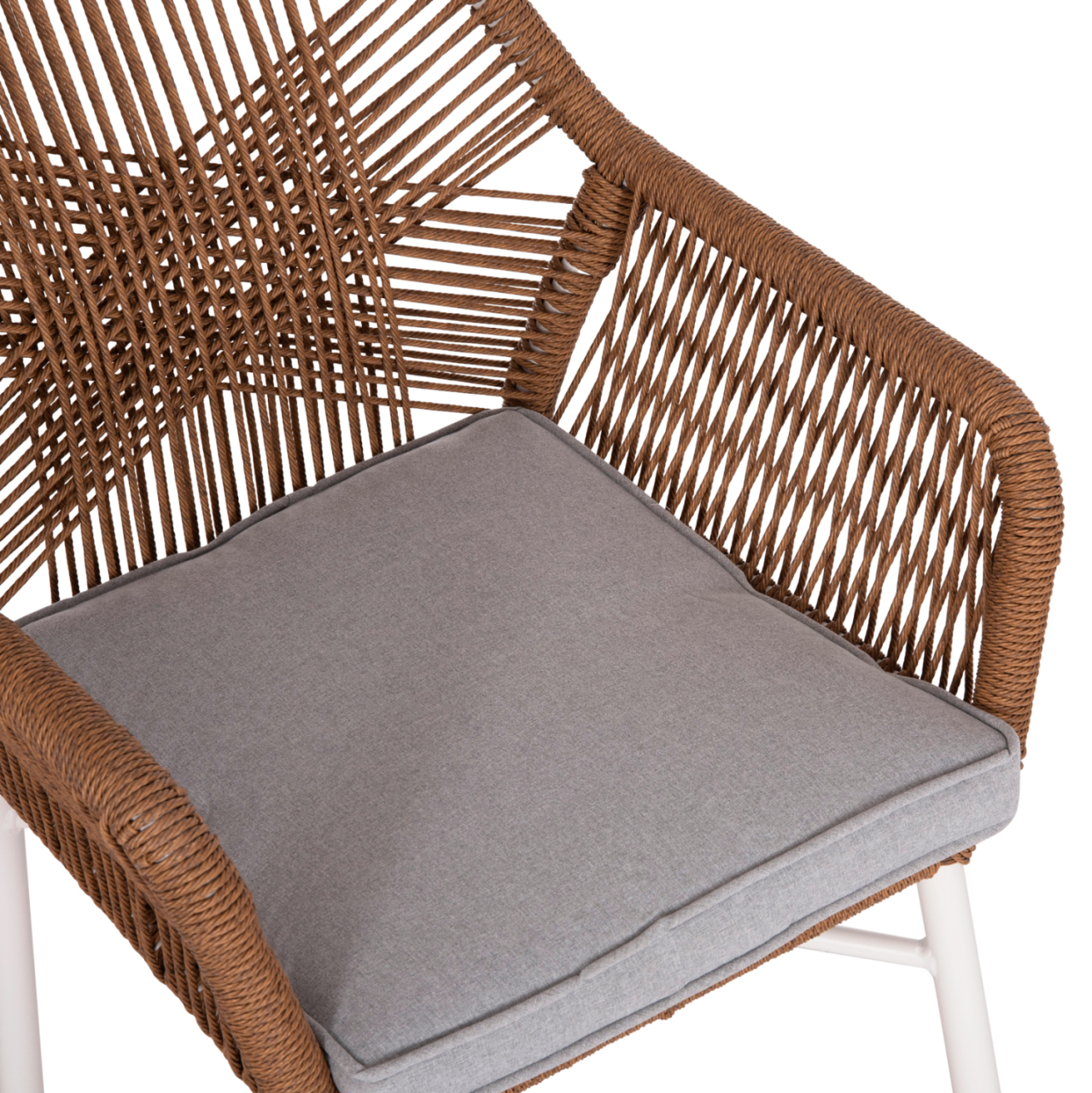 DINING ARMCHAIR TOPIN HM6048.11 ALUMINUM WHITE-P.E. RATTAN BEIGE 59x63x81Hcm [8]