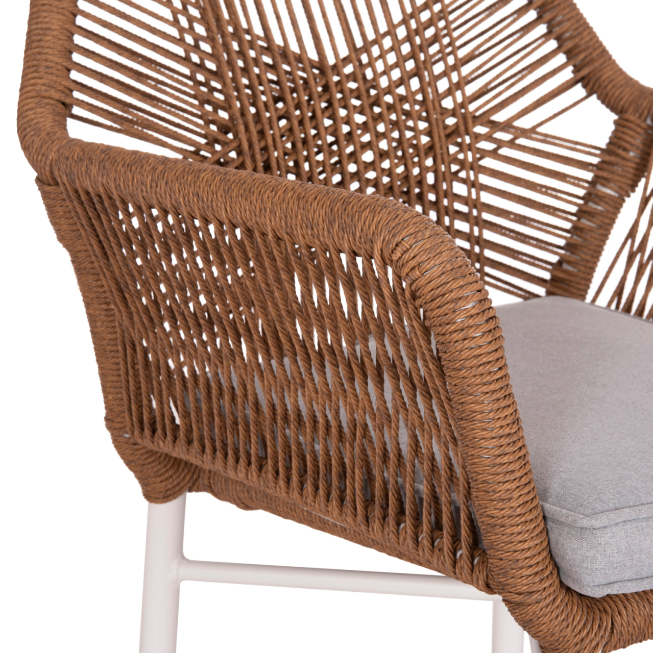 DINING ARMCHAIR TOPIN HM6048.11 ALUMINUM WHITE-P.E. RATTAN BEIGE 59x63x81Hcm [9]