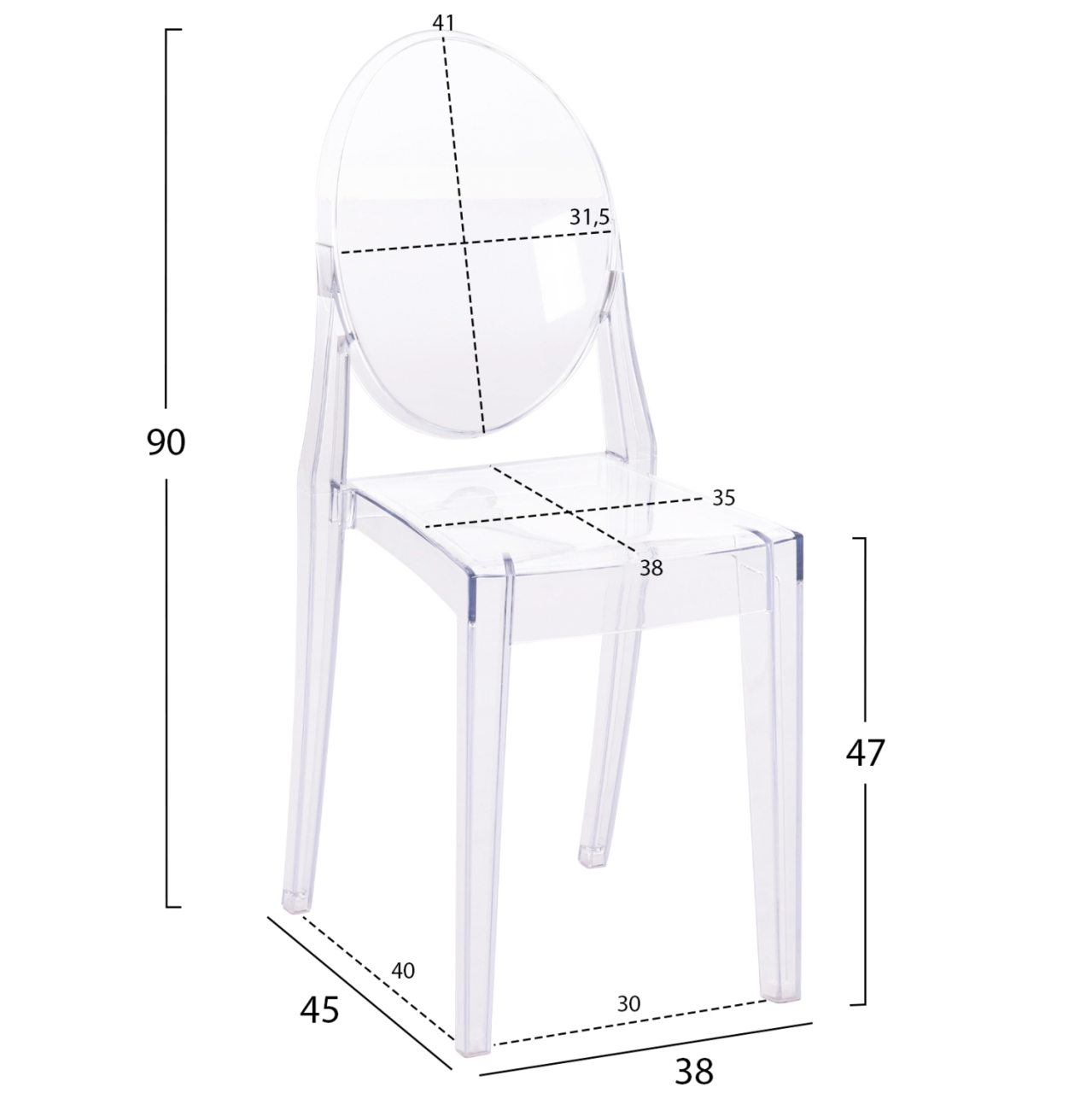 DINING CHAIR ACRYLIC ARAMIS HM0170 TRANSPARENT 34.5x50x90Hcm [2]