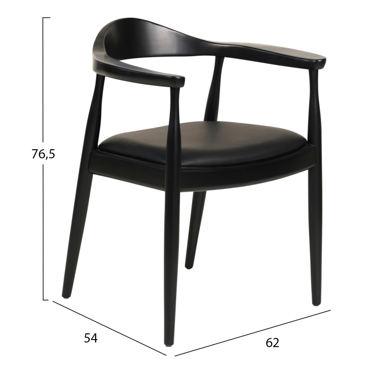DINING CHAIR ADOR HM9948.02 RUBBERWOOD and PU-BLACK 62x54x76,5Hcm. [2]
