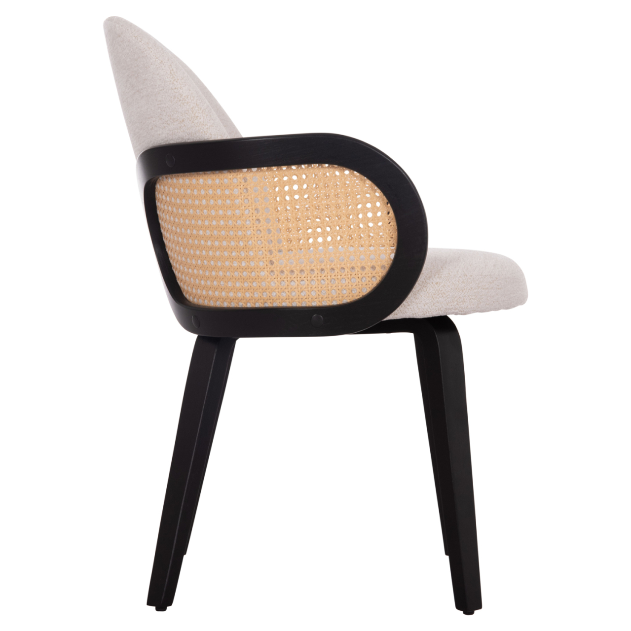 DINING CHAIR BECKER HM18246.02 PLYWOOD IN BLACK--ECRU FABRIC 54x62x79Hcm. [4]