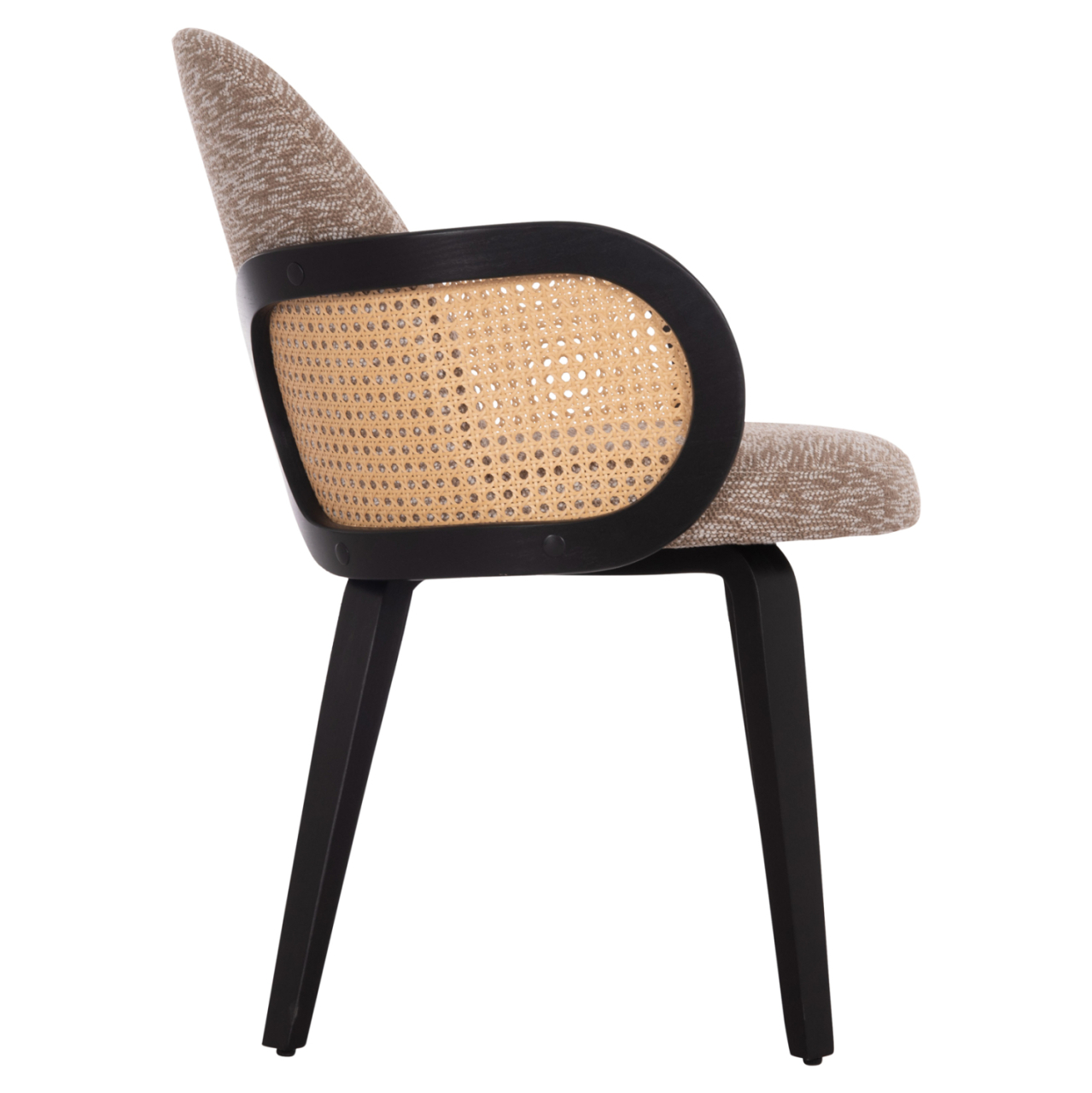 DINING CHAIR BECKER HM18246.03 PLYWOOD IN BLACK--FABRIC IN BROWN 54x62x79Hcm. [4]