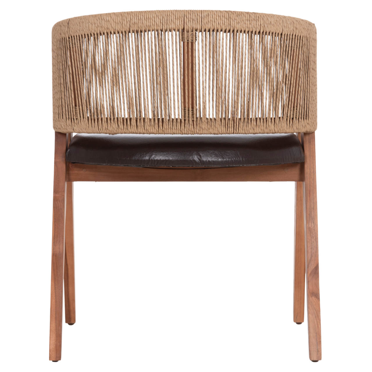 DINING CHAIR BRANN HM18238.11 TEAK WOOD-ROPE-BROWN PU 60x67x76Hcm. [6]