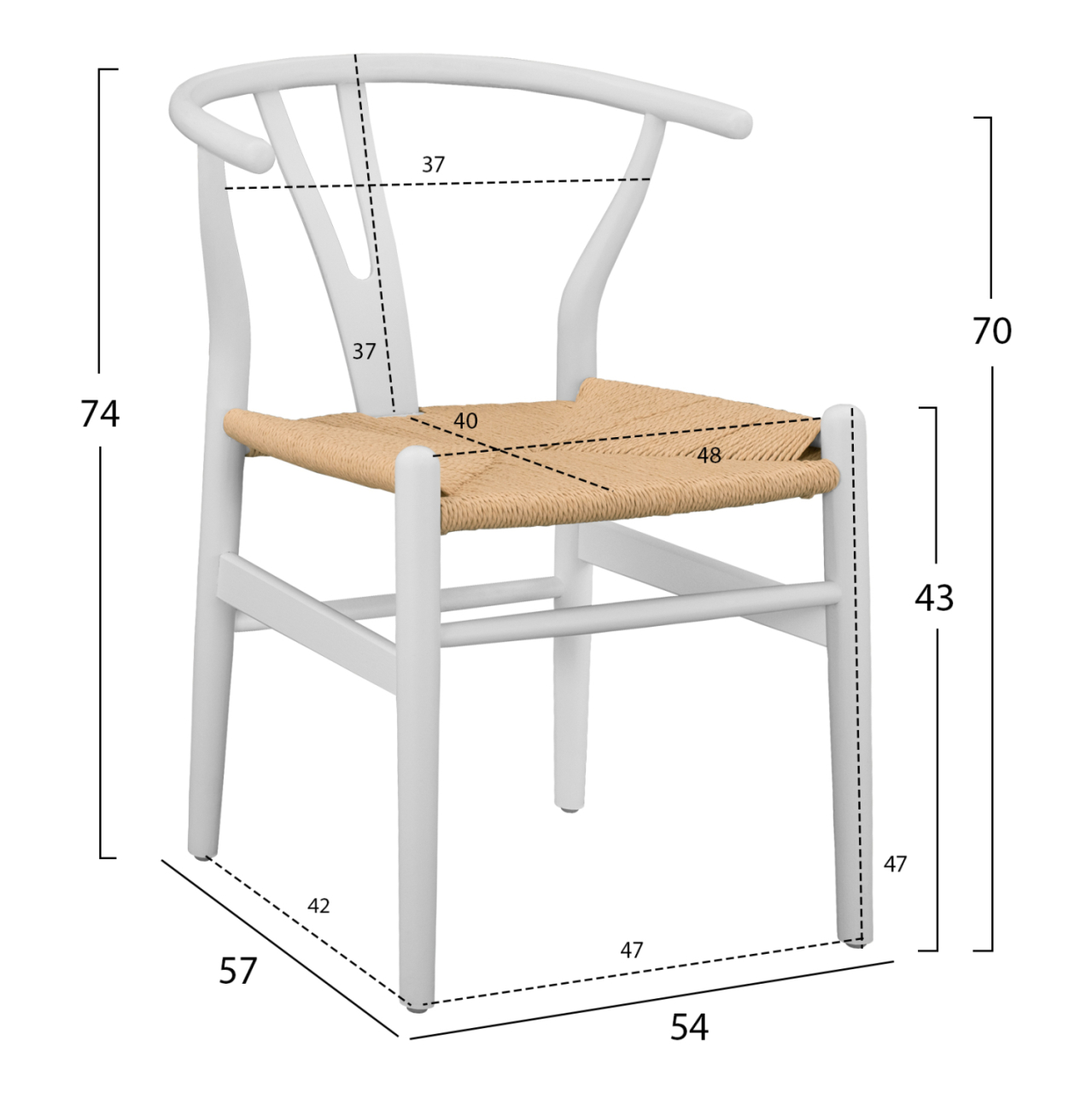 DINING CHAIR BRAVE HM8695.04 BEECH WOOD IN WHITE-ROPE BEIGE 54x57x74Hcm [2]