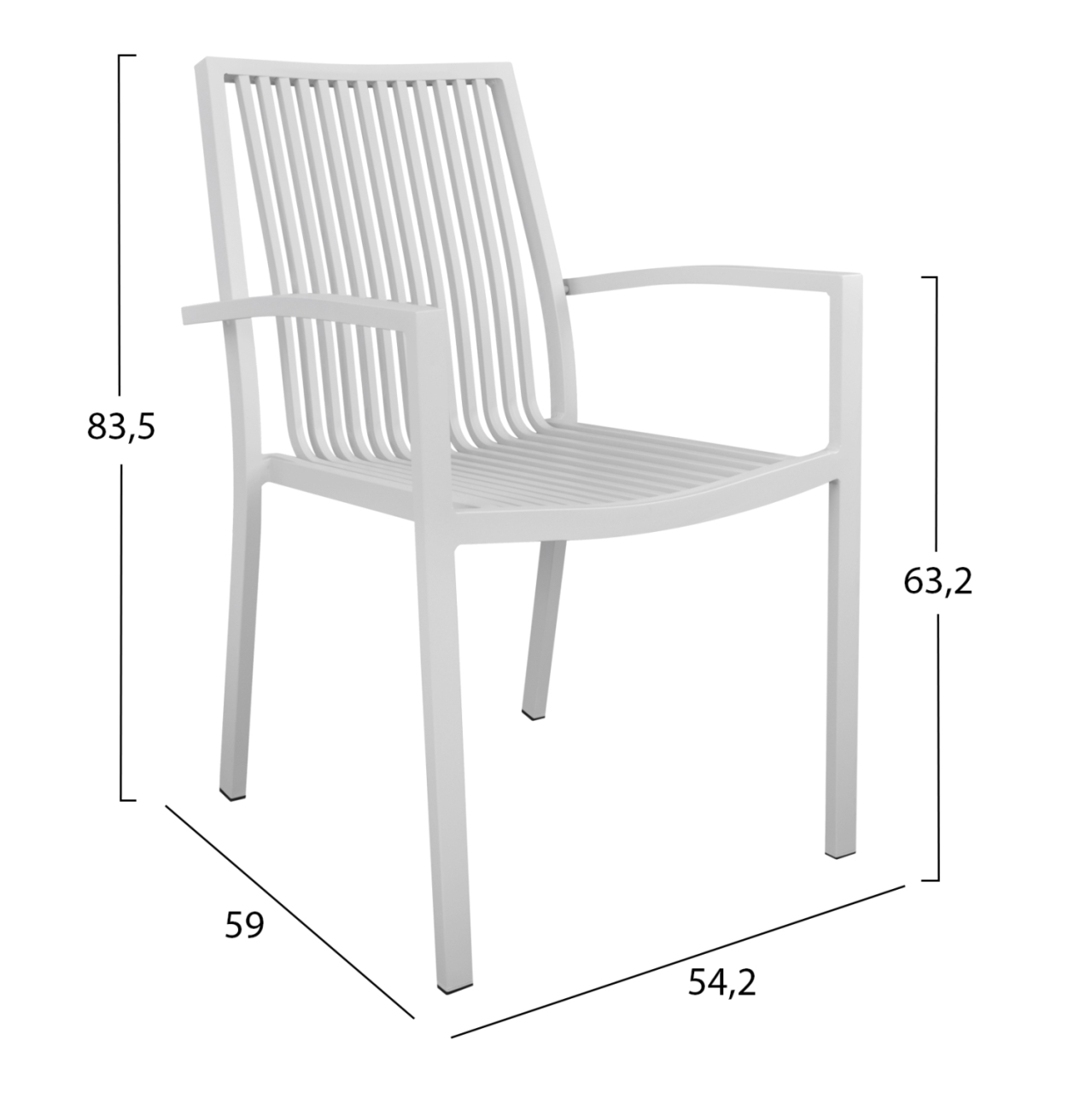 DINING CHAIR BRONCA HM5130.01 WHITE ALUMINUM 54,2x59x83,5Hcm. [2]