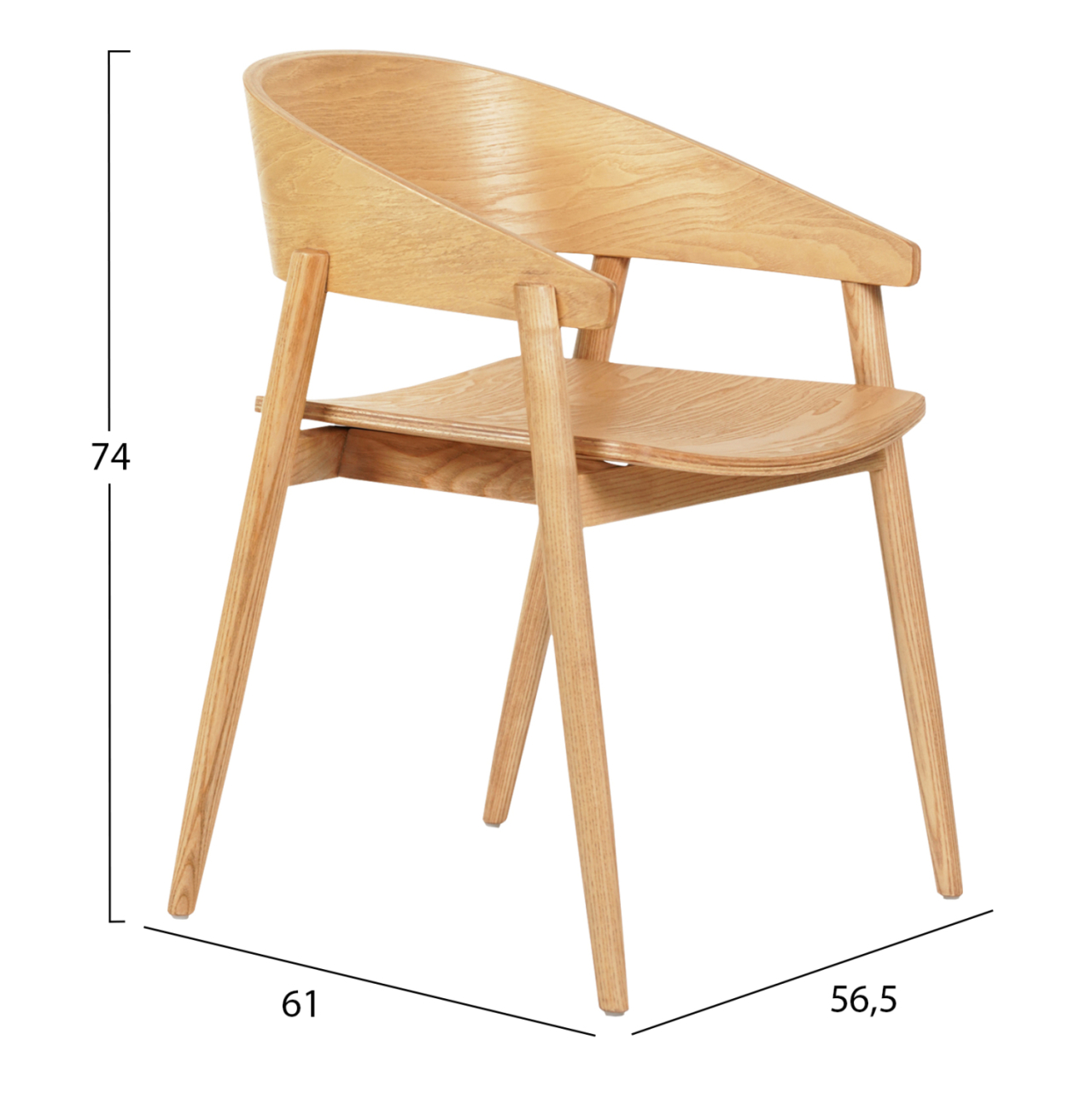 DINING CHAIR CANOP HM9950.01 ASHWOOD IN LIGHT OAK COLOR 56,5x61x74Hcm. [2]
