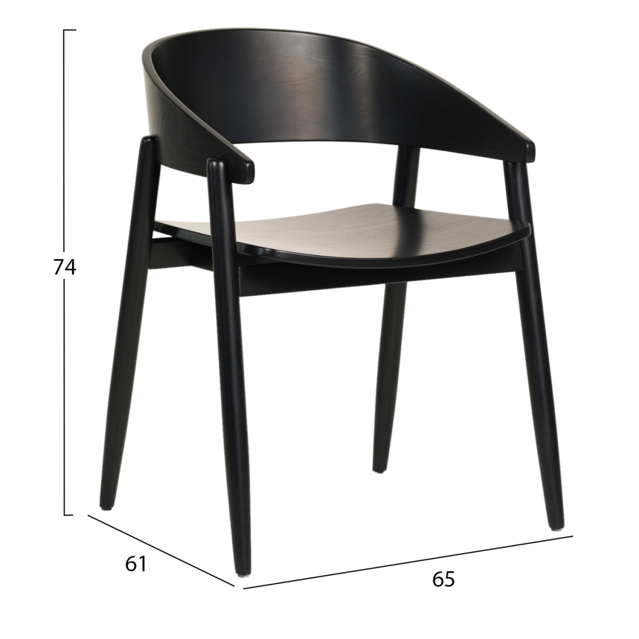 DINING CHAIR CANOP HM9950.02 ASHWOOD IN BLACK COLOR 56,5x61x74Hcm. [2]