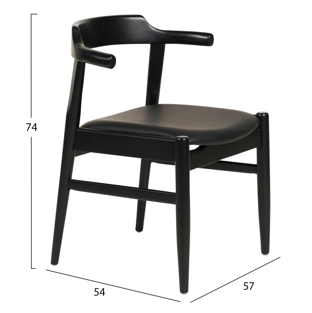 DINING CHAIR CERSEI HM9946.02 RUBBERWOOD and PU IN BLACK 57x54x74Hcm. [2]