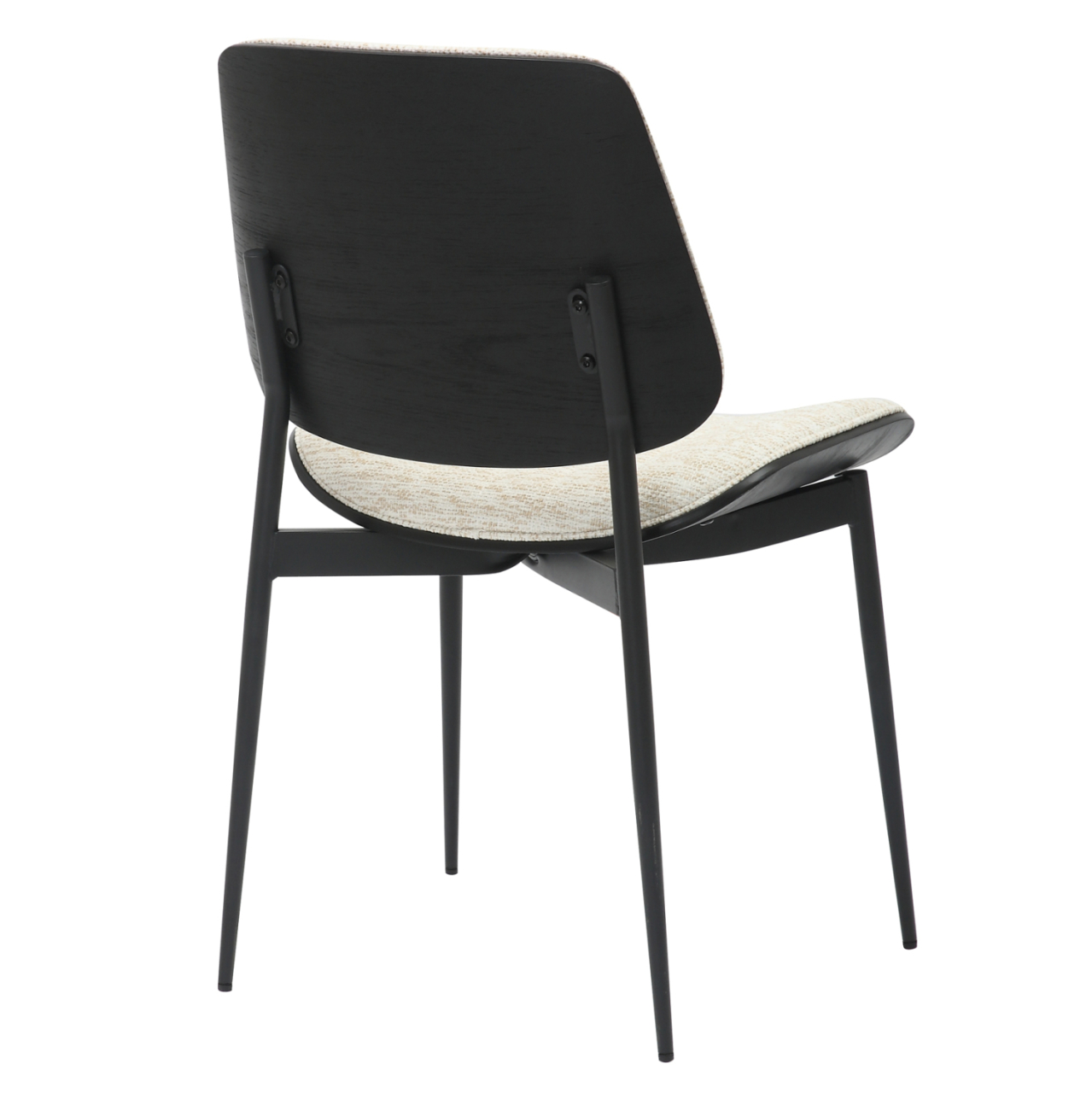 DINING CHAIR CONTI HM9983.02 BLACK METAL and PLYWOOD-ECRU FABRIC 48,5x56x82,5Hcm. [5]