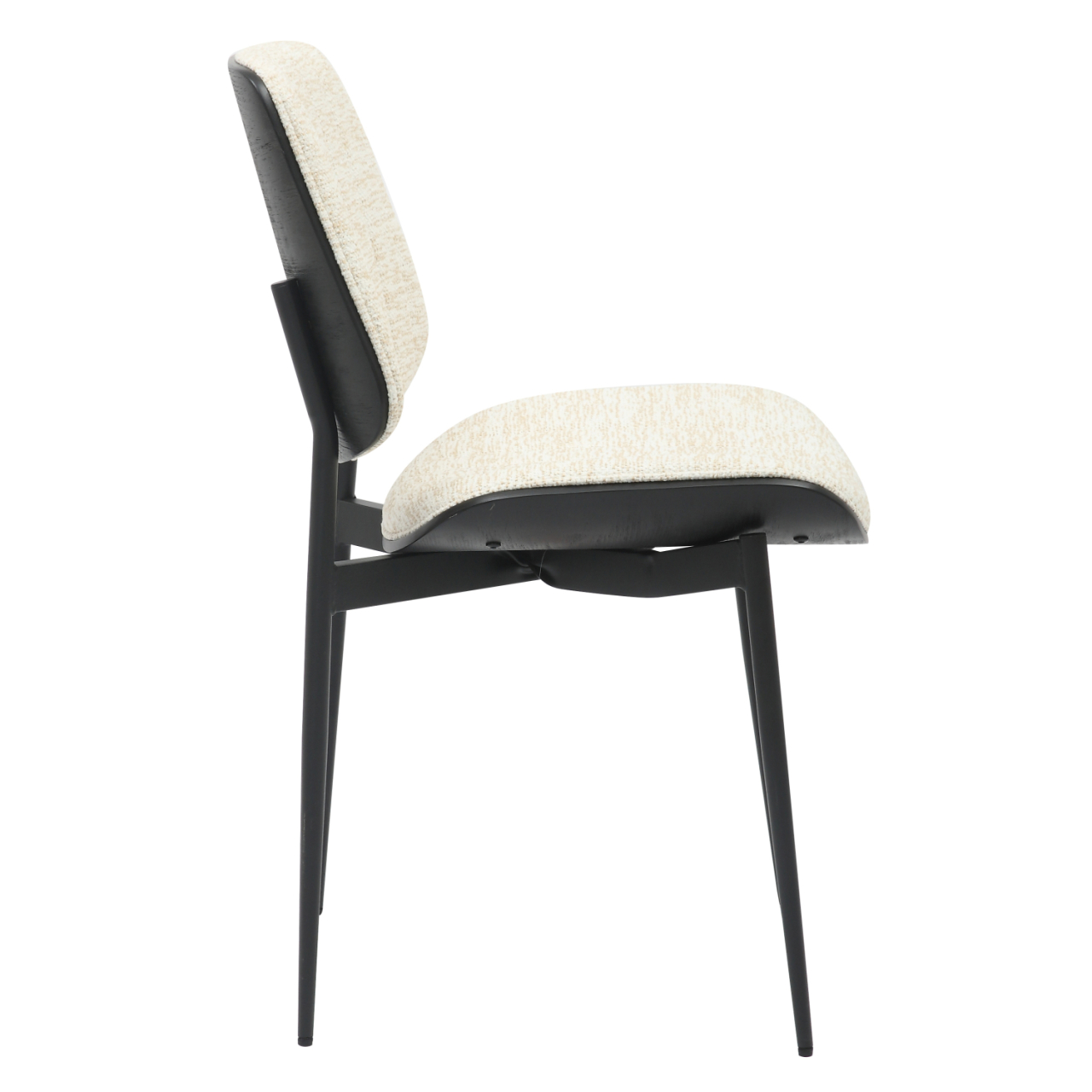 DINING CHAIR CONTI HM9983.02 BLACK METAL and PLYWOOD-ECRU FABRIC 48,5x56x82,5Hcm. [4]