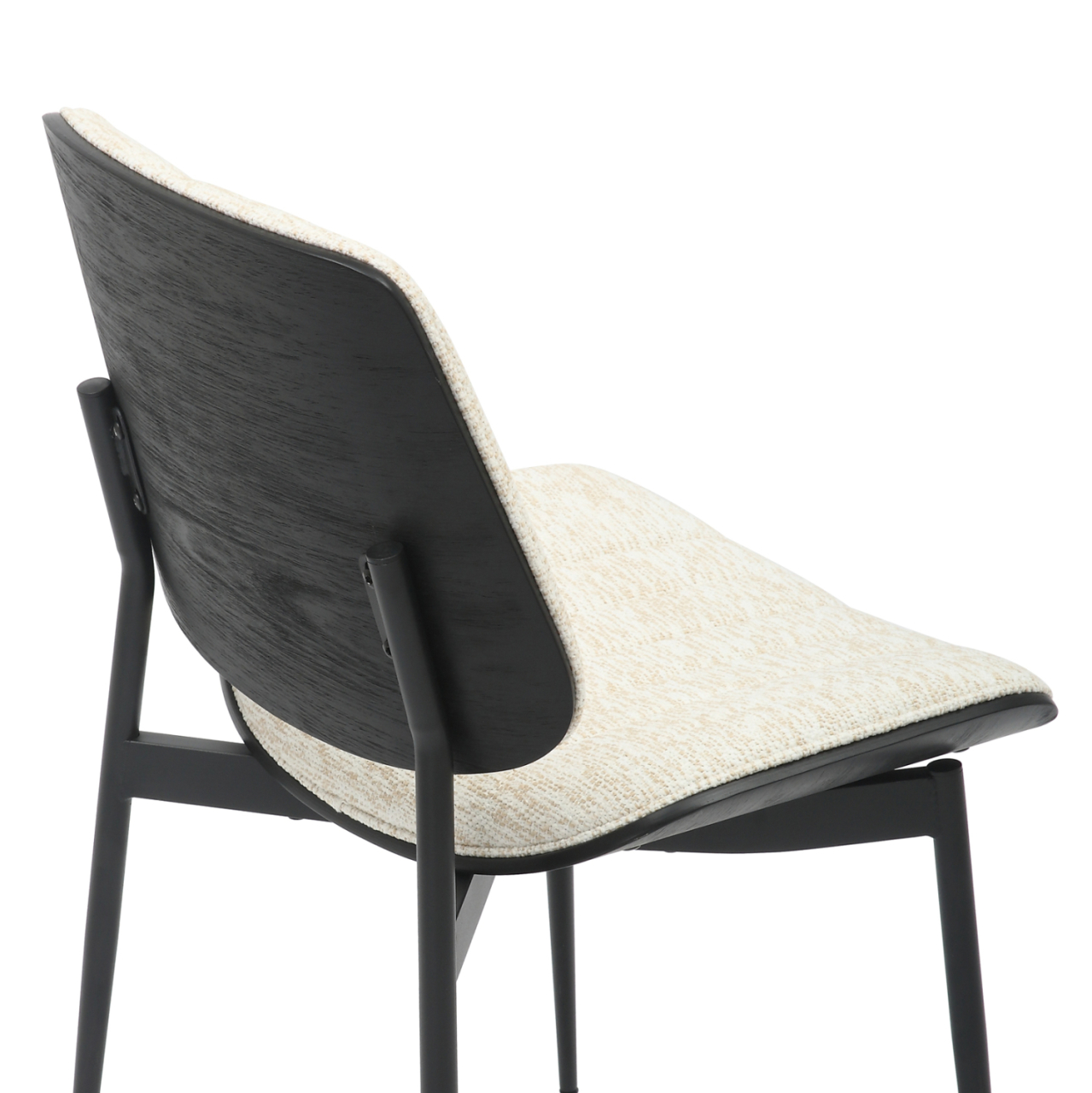 DINING CHAIR CONTI HM9983.02 BLACK METAL and PLYWOOD-ECRU FABRIC 48,5x56x82,5Hcm. [9]