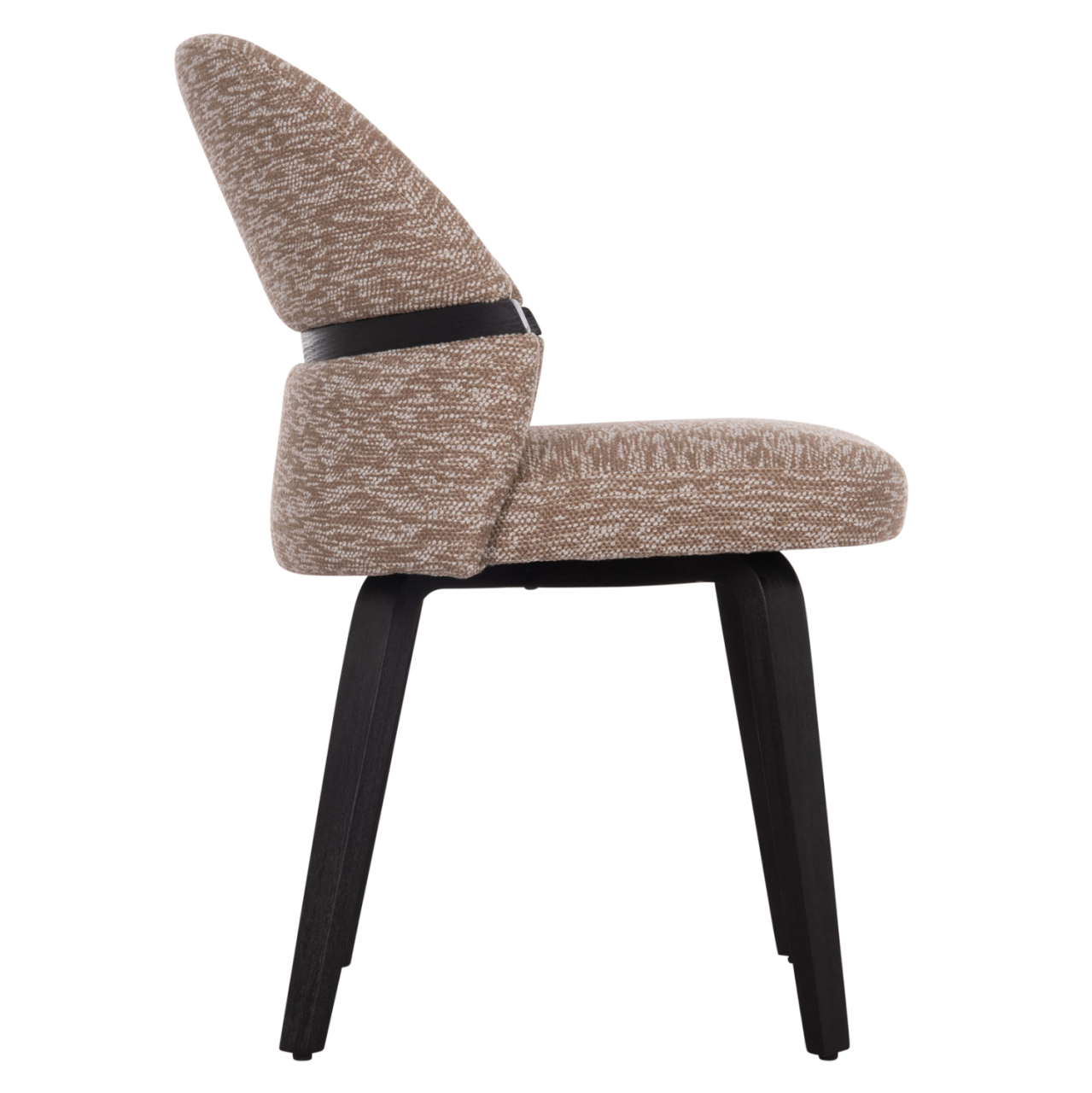 DINING CHAIR DEKKER HM18249.03 PLYWOOD IN BLACK--FABRIC IN BROWN 50x60x80Hcm. [4]