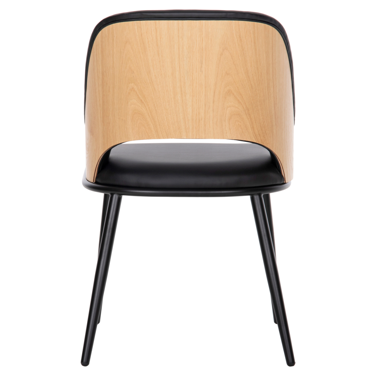 DINING CHAIR DELF HM9617.01 PU BLACK-BLACK METAL LEGS-WOODEN BACK IN NATURAL 48x55x76Hcm. [6]