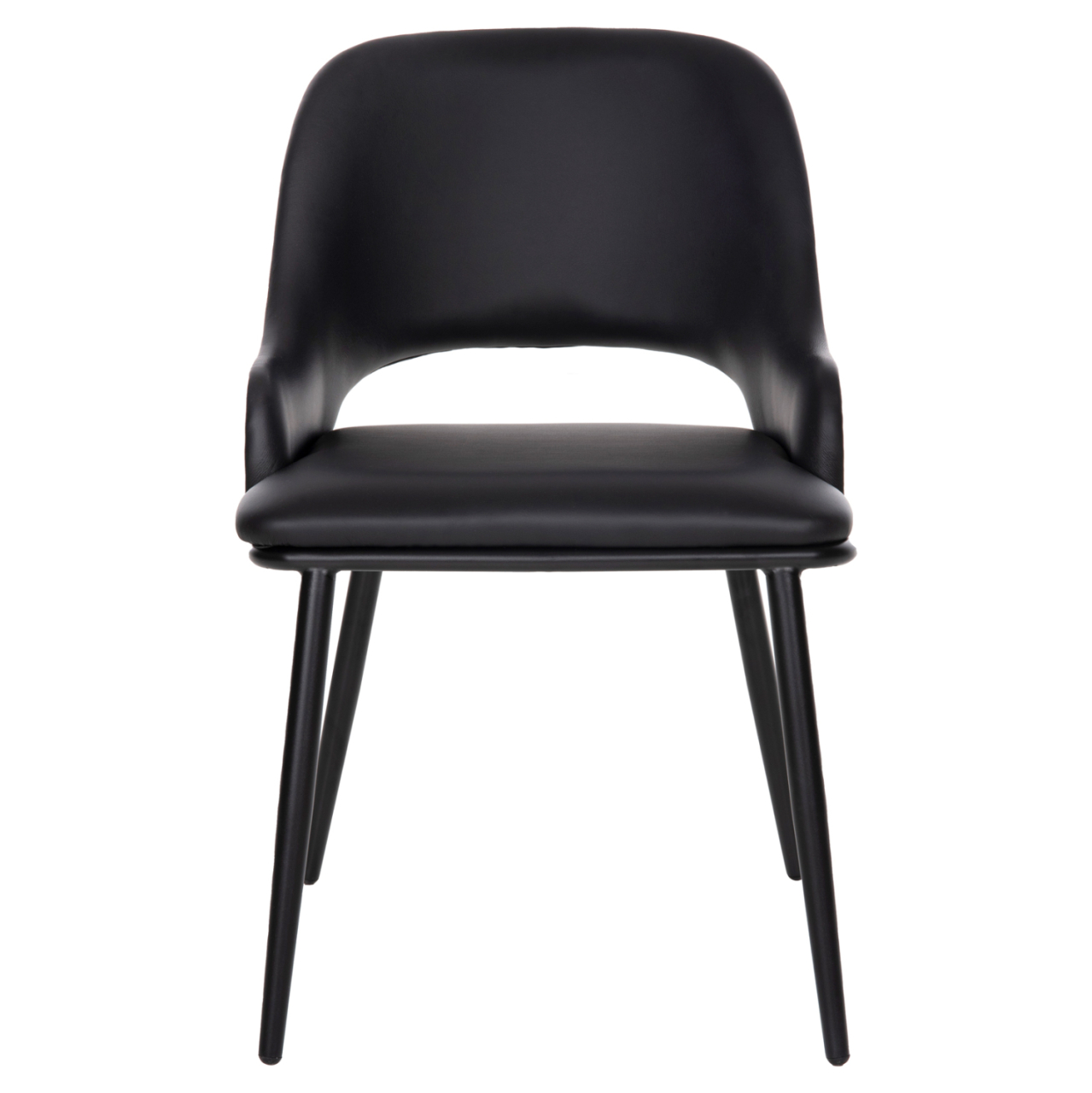 DINING CHAIR DELF HM9617.01 PU BLACK-BLACK METAL LEGS-WOODEN BACK IN NATURAL 48x55x76Hcm. [3]