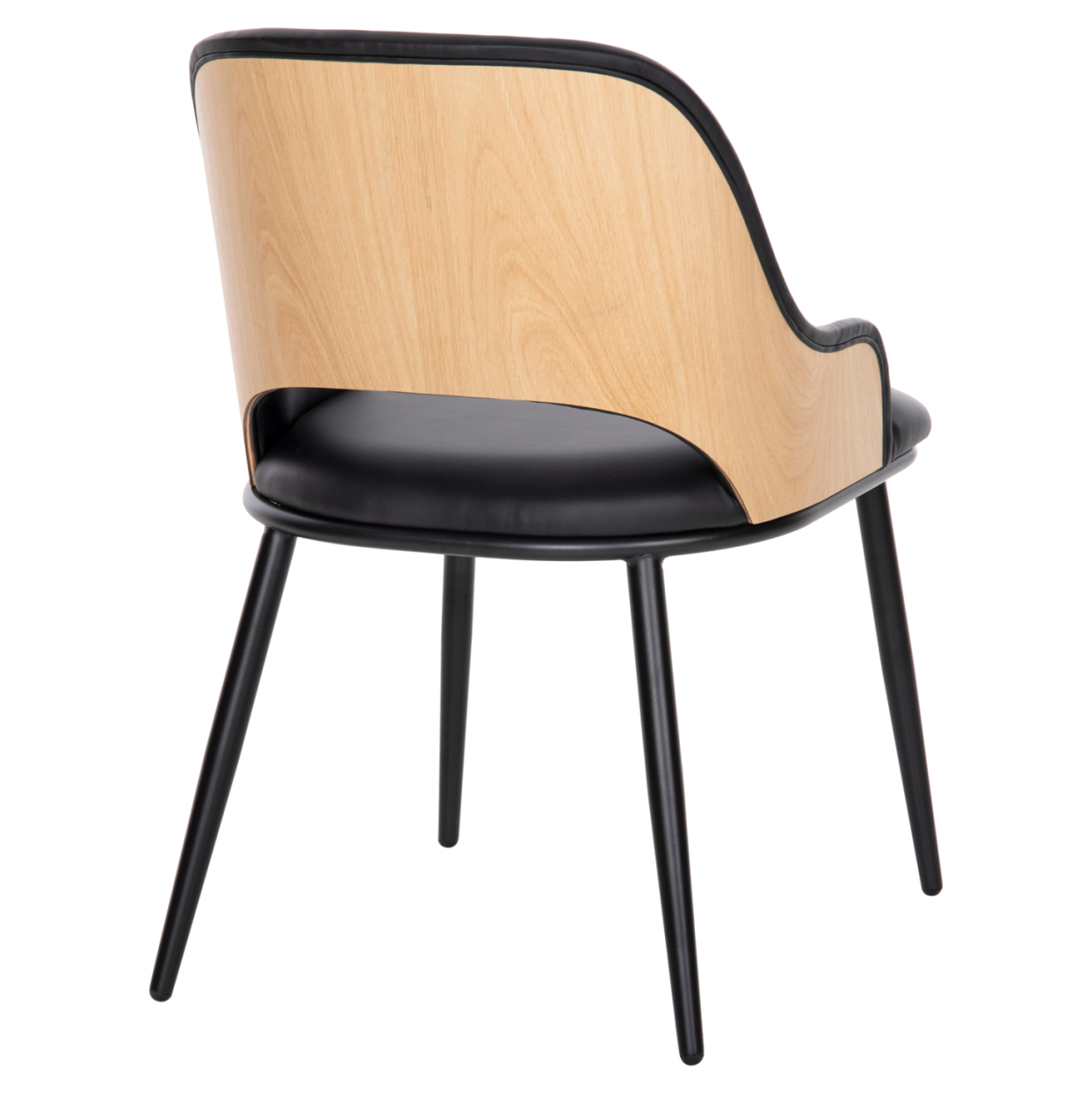 DINING CHAIR DELF HM9617.01 PU BLACK-BLACK METAL LEGS-WOODEN BACK IN NATURAL 48x55x76Hcm. [5]