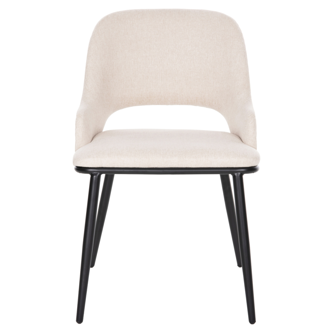 DINING CHAIR DELF HM9617.02 BEIGE FABRIC-BLACK METAL LEGS-WOODEN BACK IN OAK 48x55x76Hcm. [3]