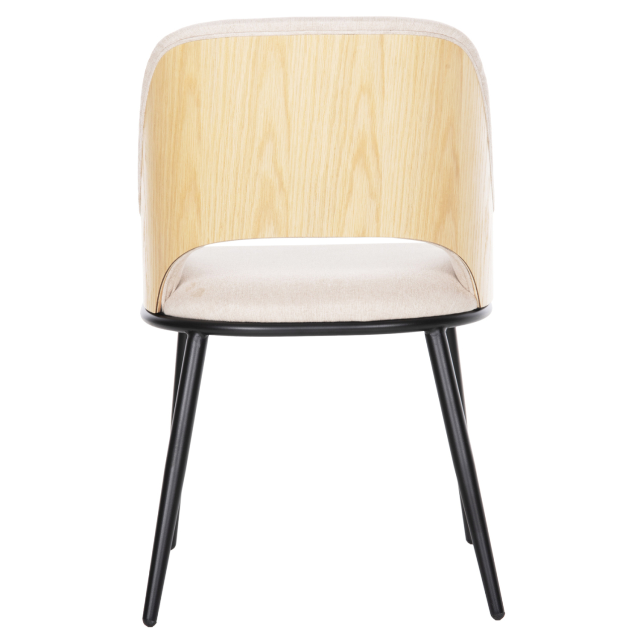 DINING CHAIR DELF HM9617.02 BEIGE FABRIC-BLACK METAL LEGS-WOODEN BACK IN OAK 48x55x76Hcm. [6]