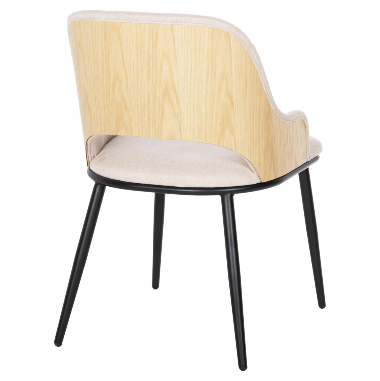 DINING CHAIR DELF HM9617.02 BEIGE FABRIC-BLACK METAL LEGS-WOODEN BACK IN OAK 48x55x76Hcm. [5]