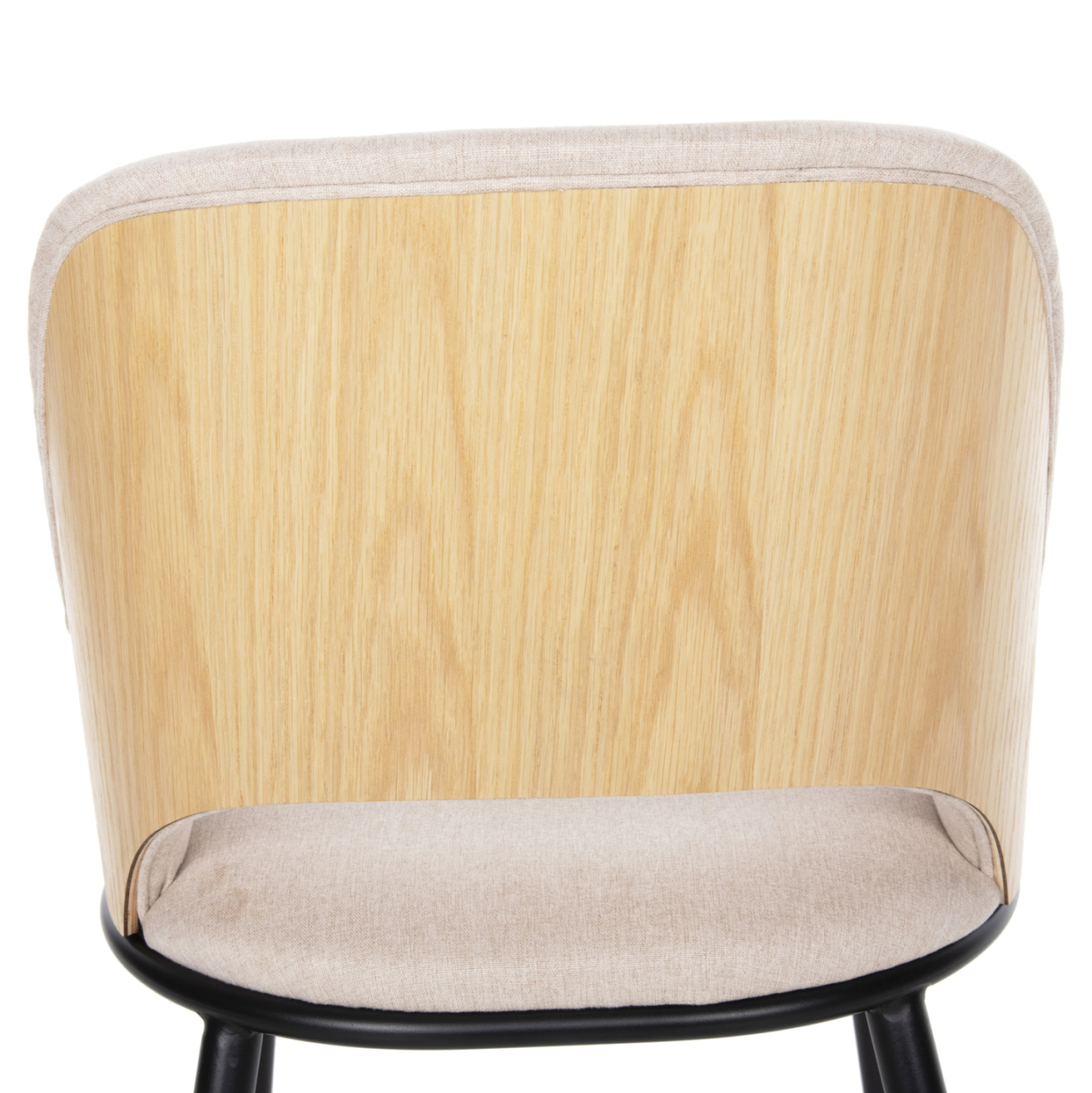 DINING CHAIR DELF HM9617.02 BEIGE FABRIC-BLACK METAL LEGS-WOODEN BACK IN OAK 48x55x76Hcm. [9]