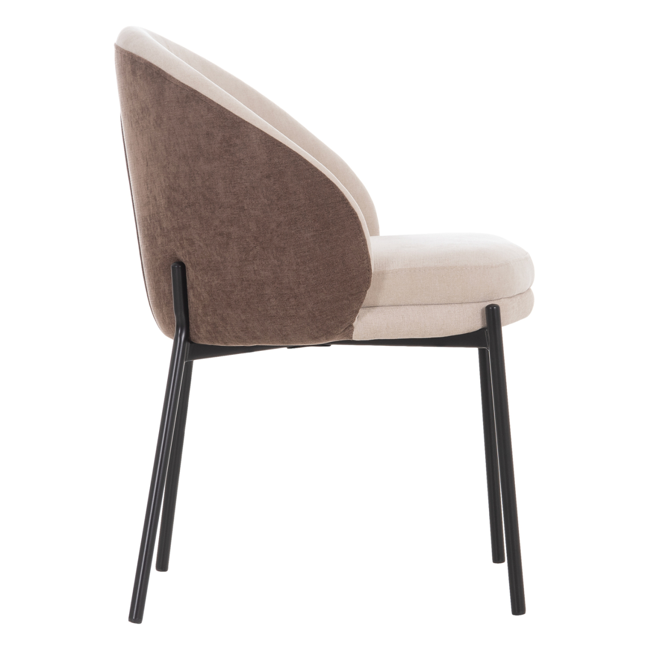 DINING CHAIR DETTON HM18426.02 BROWN/LIGHT BEIGE FABRIC-METAL BLACK LEGS 58x56x76Hcm. [4]