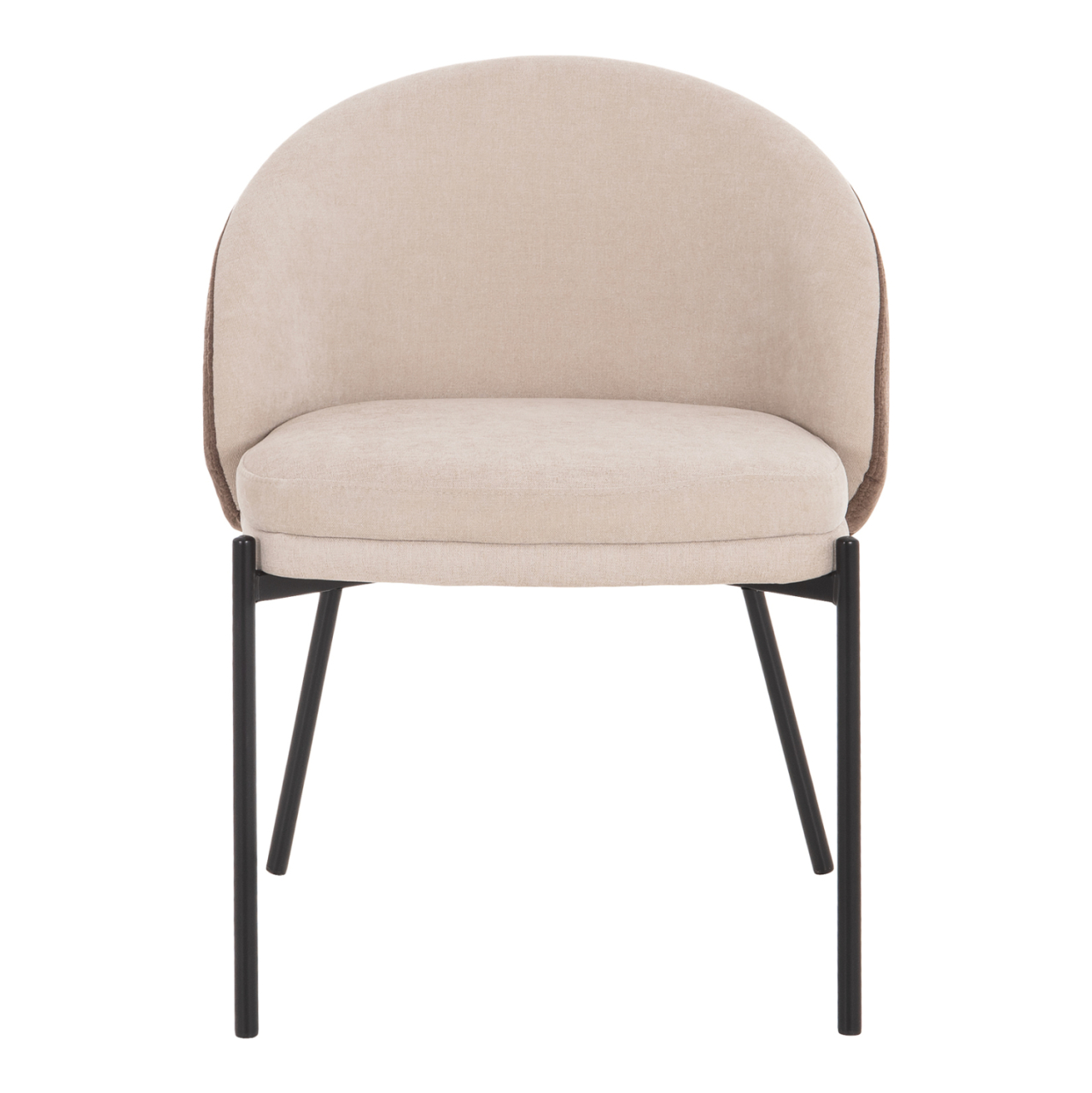 DINING CHAIR DETTON HM18426.02 BROWN/LIGHT BEIGE FABRIC-METAL BLACK LEGS 58x56x76Hcm. [3]