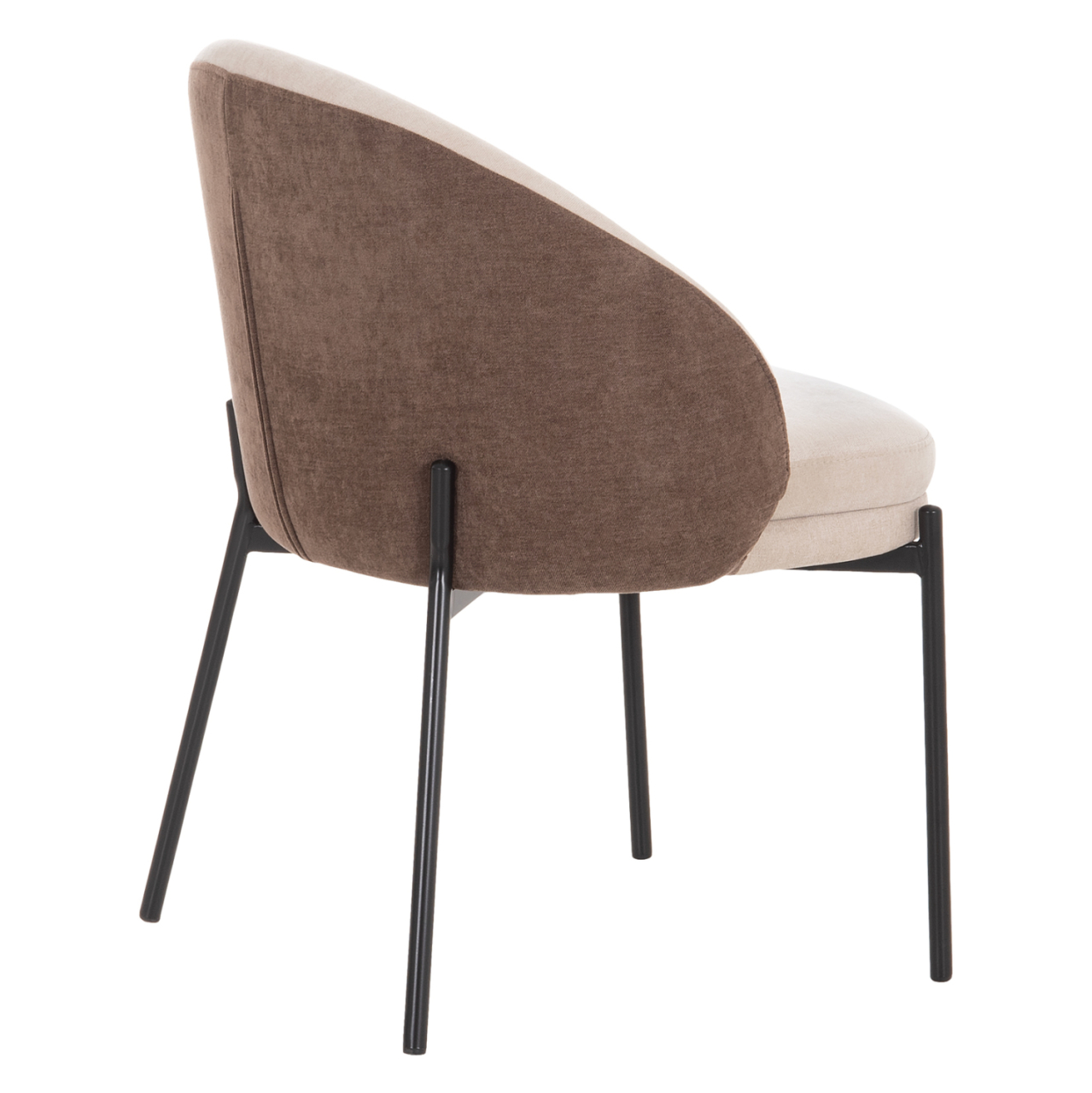 DINING CHAIR DETTON HM18426.02 BROWN/LIGHT BEIGE FABRIC-METAL BLACK LEGS 58x56x76Hcm. [5]