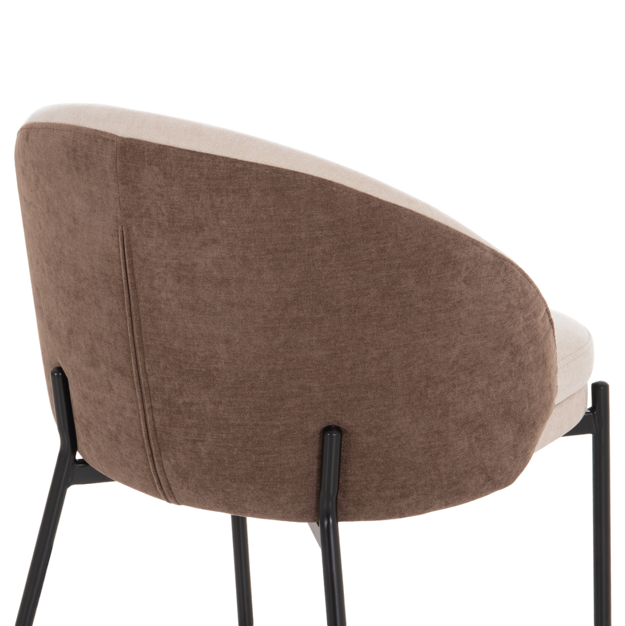 DINING CHAIR DETTON HM18426.02 BROWN/LIGHT BEIGE FABRIC-METAL BLACK LEGS 58x56x76Hcm. [9]
