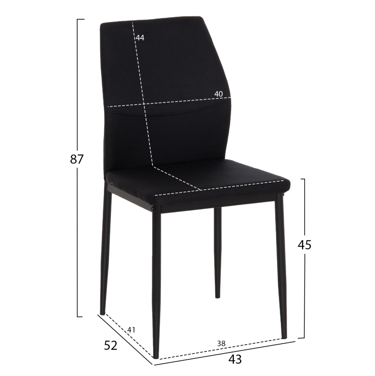 DINING CHAIR DIAZ HM18346.02 BLACK FABRIC and METAL LEGS 43x52x87Hcm. [2]