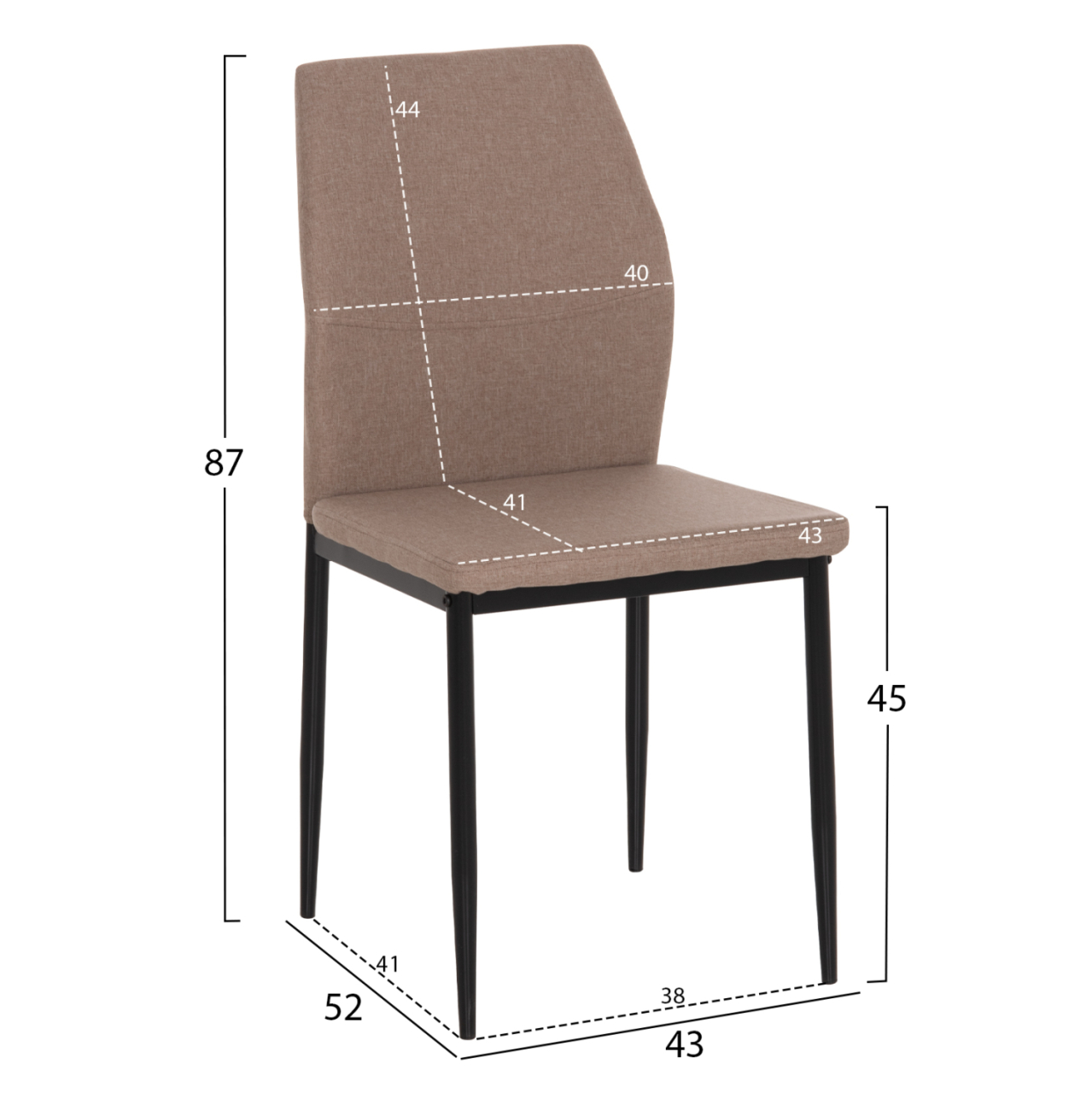 DINING CHAIR DIAZ HM18346.04 BEIGE FABRIC-METAL LEGS IN BLACK 43x52x87Hcm. [2]