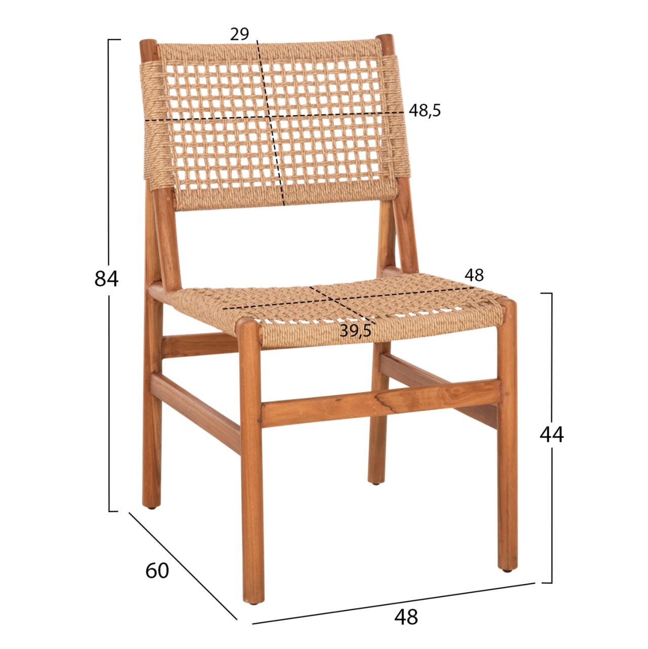 DINING CHAIR DINIZ HM6554 TEAK WOOD IN NATURAL COLOR--SYNTHETIC ROPE 48x60x84Hcm. [2]