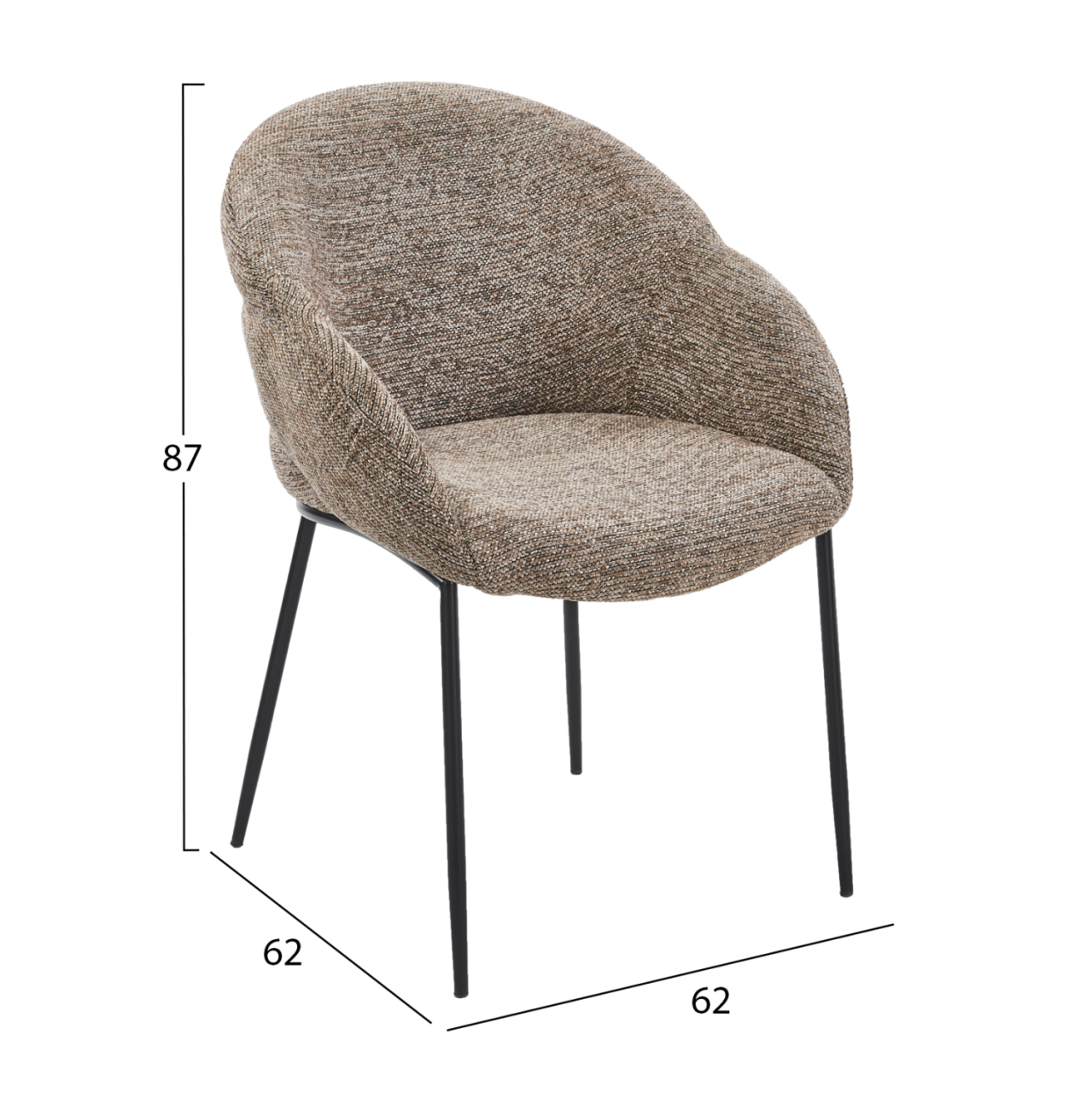 DINING CHAIR DRENNY HM18424.03 TAUPE FABRIC-METAL BLACK LEGS 62x63x85Hcm. [2]