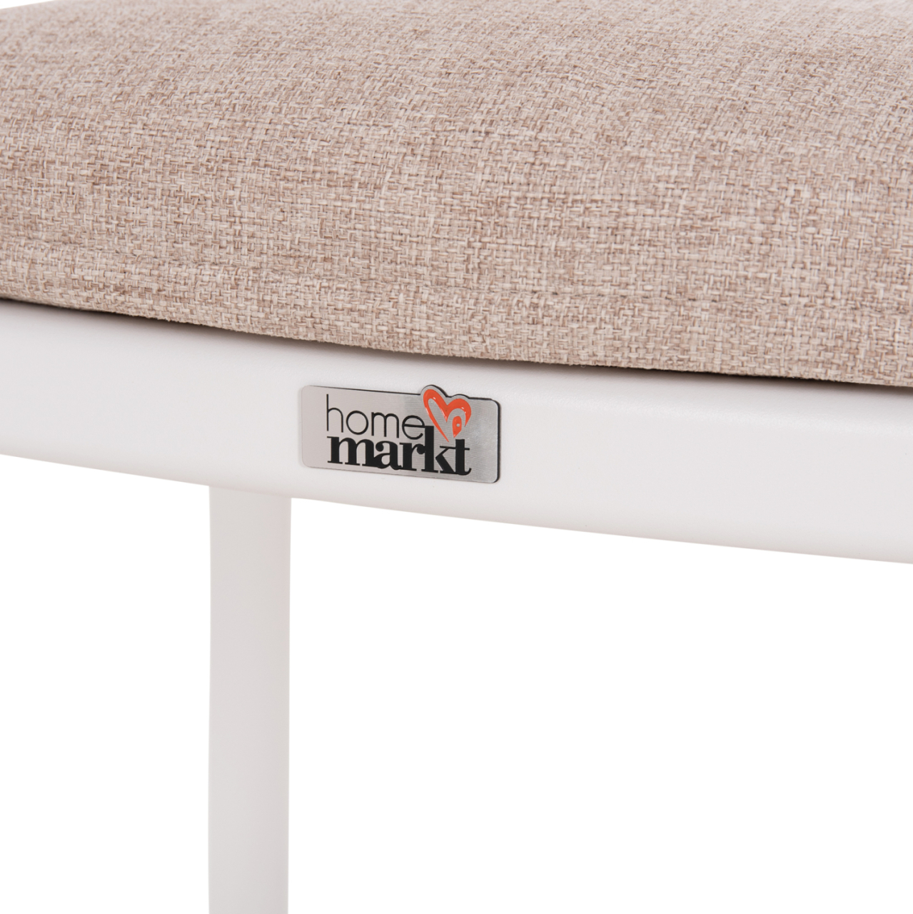 DINING CHAIR ELARA HM6414.02 WHITE ALUMINUM-BEIGE OLEFIN FABRIC--TEAK WOOD 56x62x78Hcm. [10]