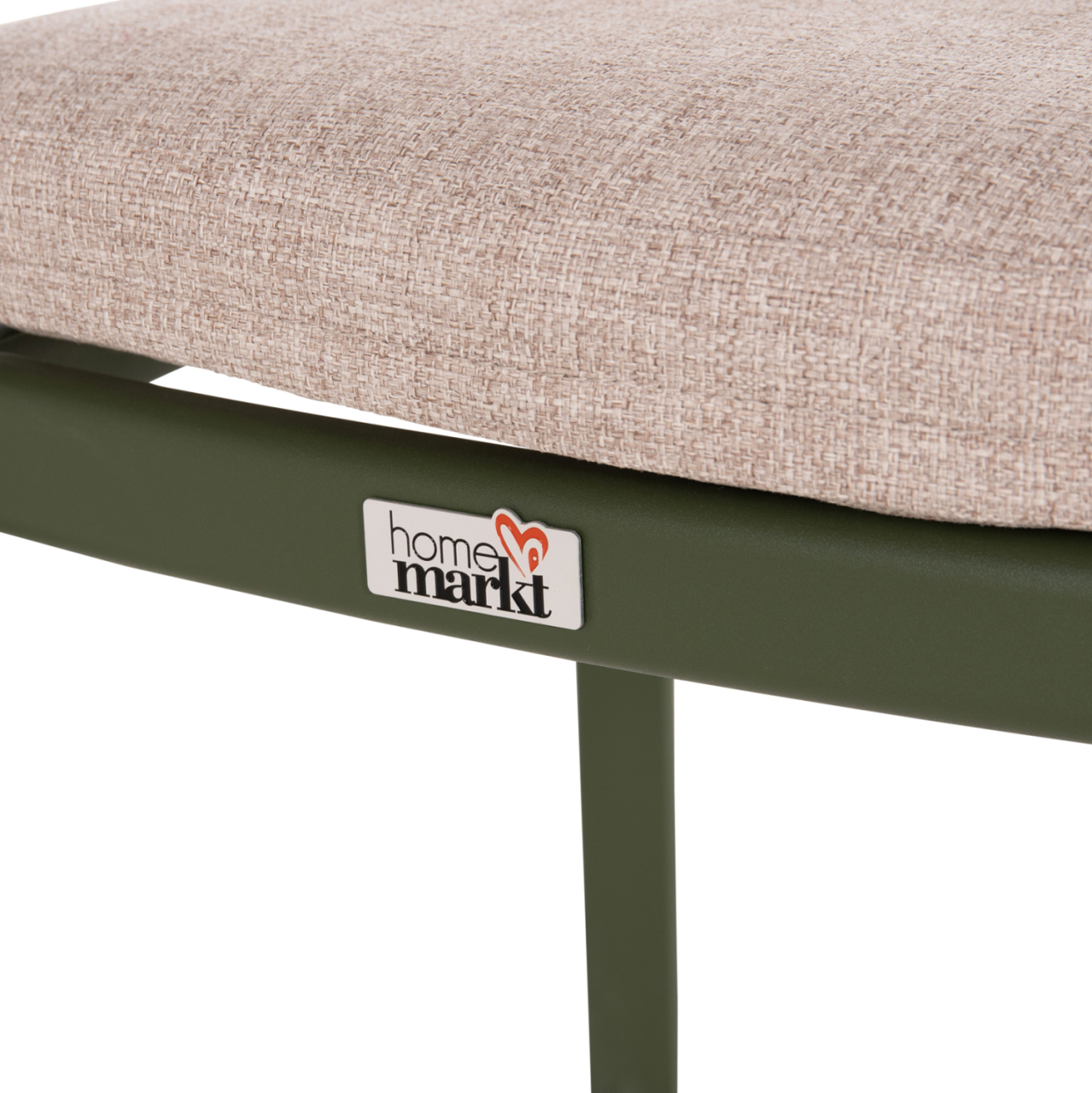 DINING CHAIR ELARA HM6414.06 GREEN ALUMINUM-BEIGE OLEFIN FABRIC--TEAK WOOD 56x62x78Hcm. [10]