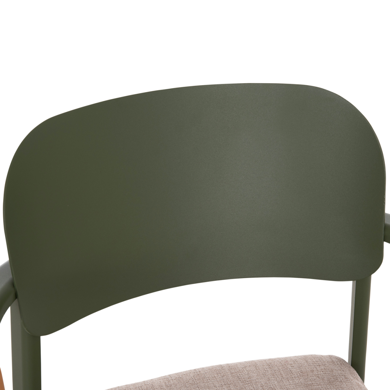 DINING CHAIR ELARA HM6414.06 GREEN ALUMINUM-BEIGE OLEFIN FABRIC--TEAK WOOD 56x62x78Hcm. [7]