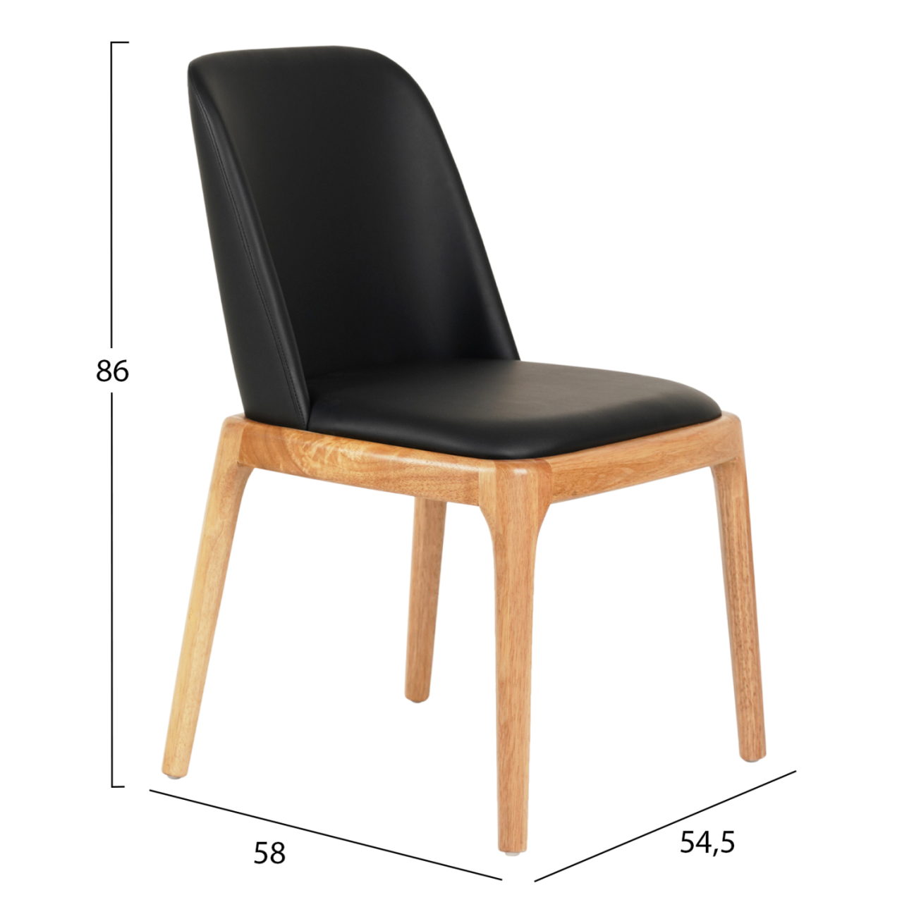 DINING CHAIR FURLAN HM9944.01 RUBBERWOOD-BLACK PU 54,5x58x86Hcm. [2]
