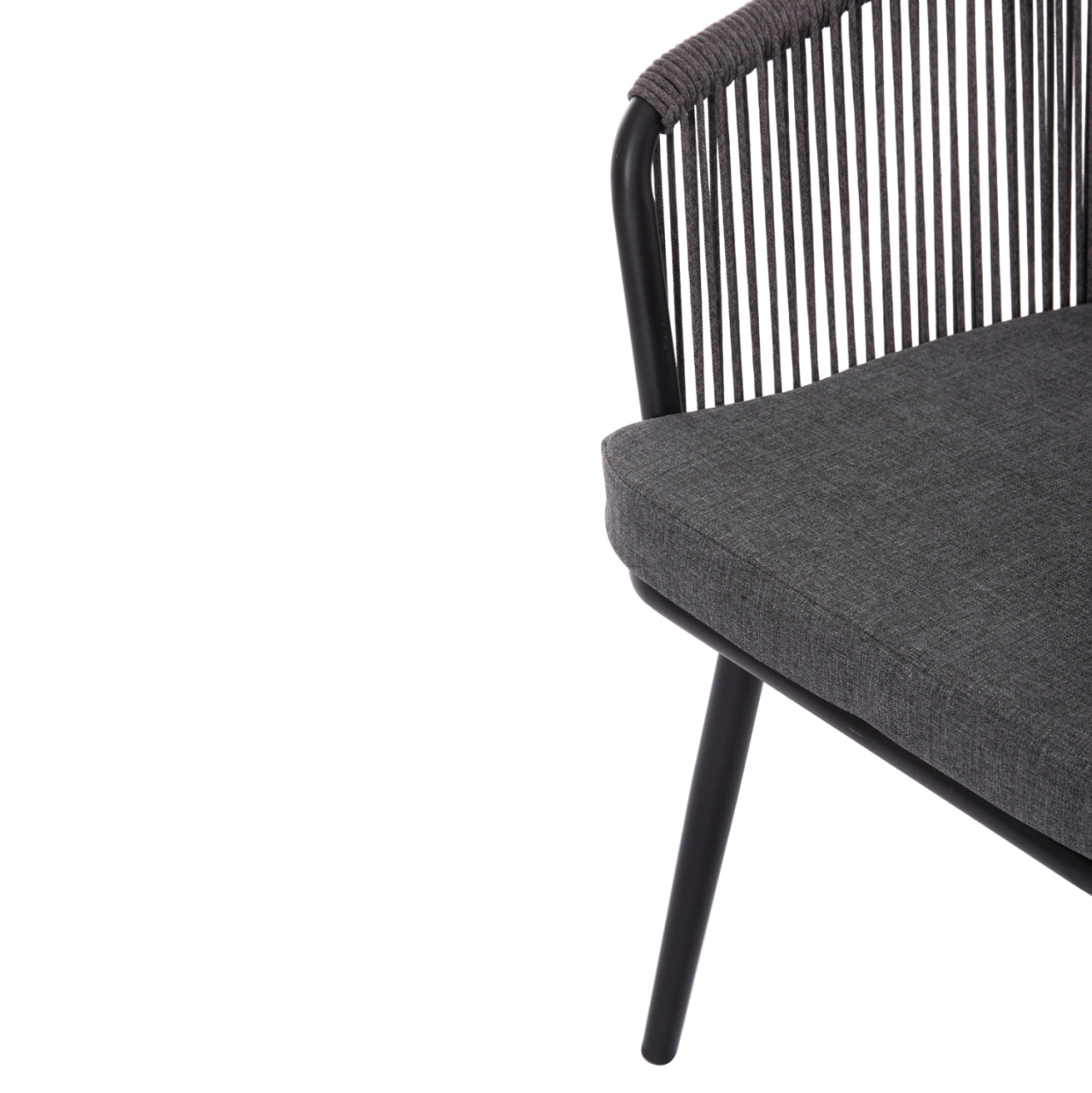 DINING CHAIR HARRIET HM5548.13 ALUMINUM BLACK FRAME-ANTHRACITE P.E.ROPE and CUSHION 60x62x80,5Hcm. [8]