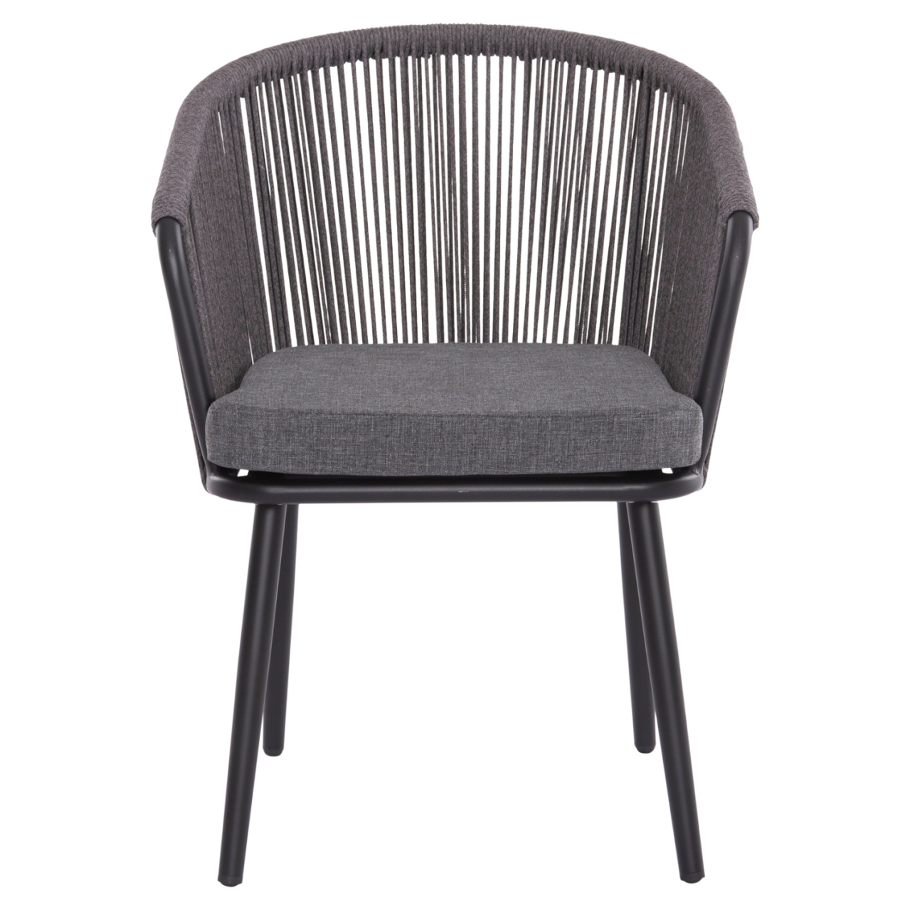 DINING CHAIR HARRIET HM5548.13 ALUMINUM BLACK FRAME-ANTHRACITE P.E.ROPE and CUSHION 60x62x80,5Hcm. [3]