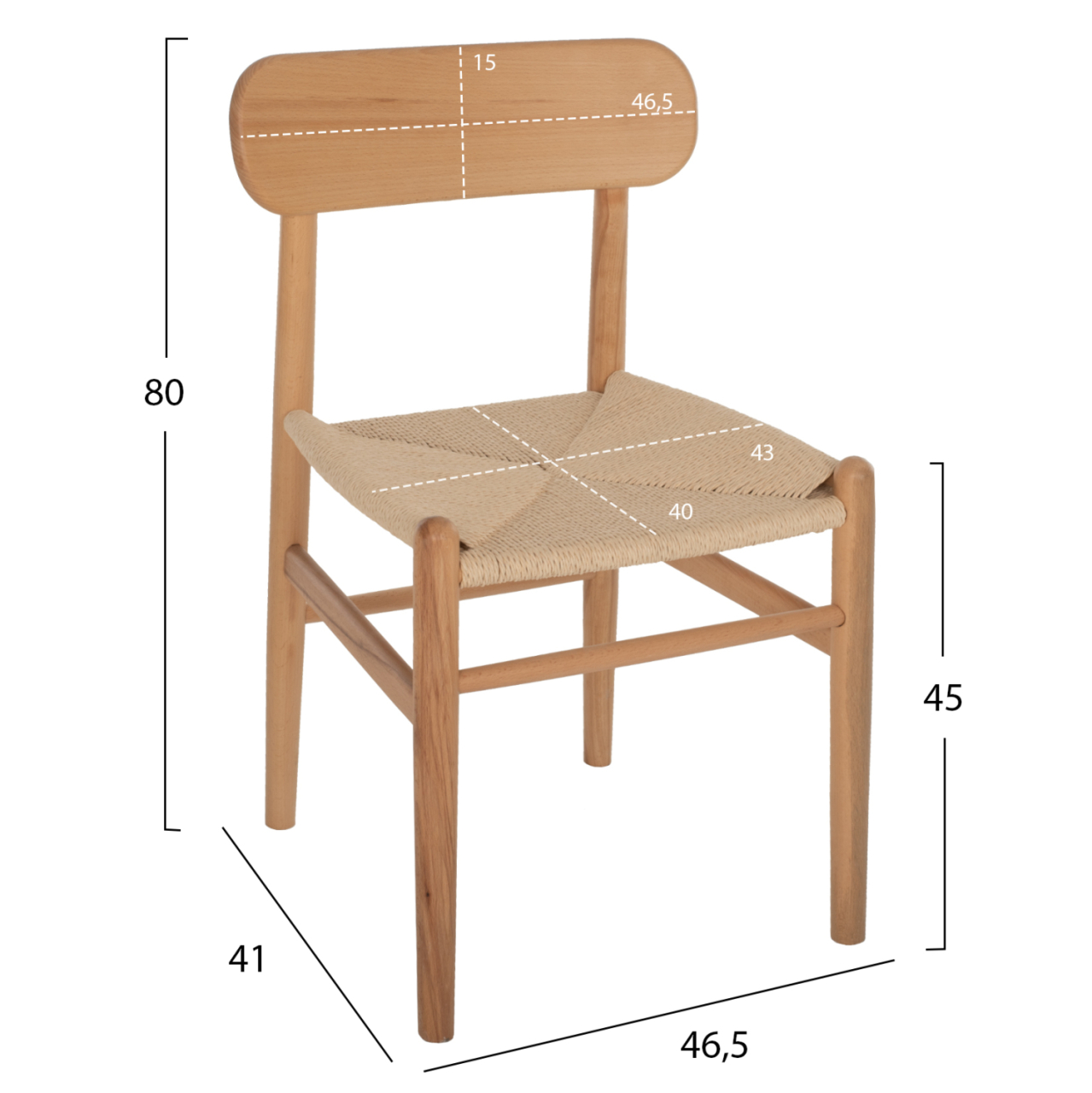 DINING CHAIR HELSINKI HM9492.01 BEECH WOOD AND ROPE IN NATURAL COLOR 46.5x41x80Ηcm. [2]