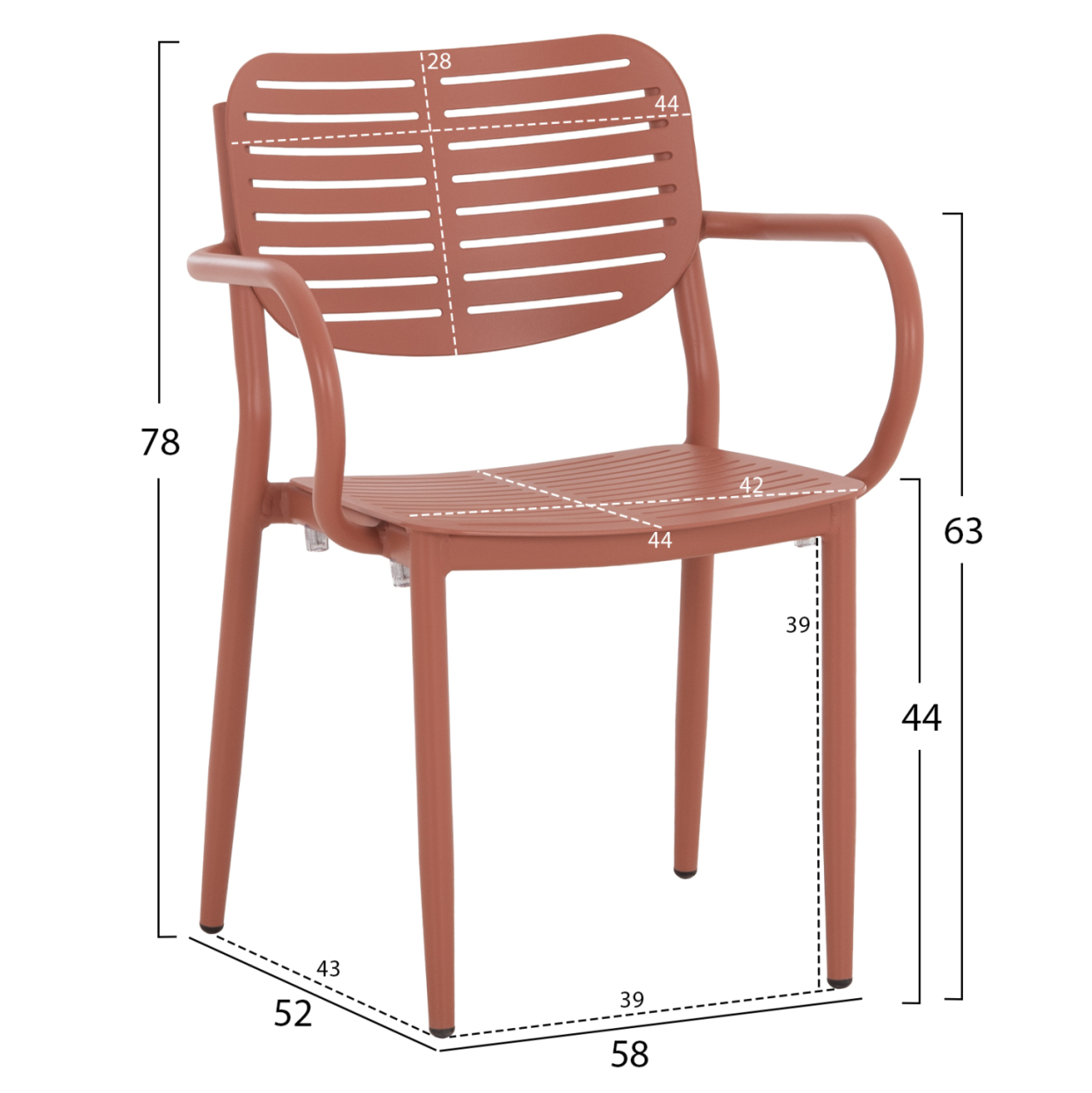 DINING CHAIR HILLIARD HM6644.08 ALUMINUM IN TERRACOTTA COLOR 58x52x78Hcm. [2]