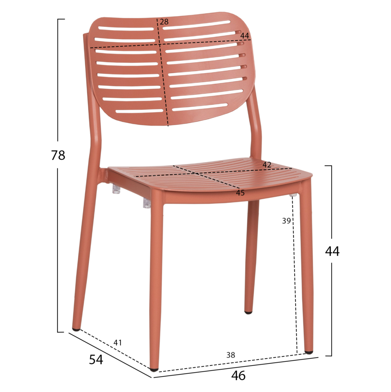 DINING CHAIR HILLIARD HM6645.08 ALUMINUM IN TERRACOTTA COLOR 46x54x78Hcm [2]