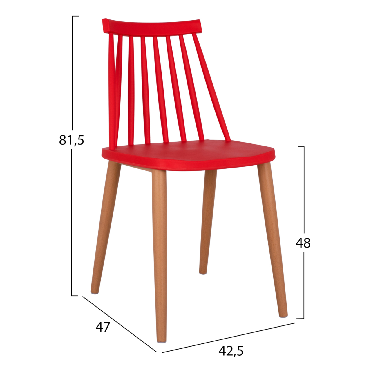 Dining chair HM8052.07 Vanessa red with metallic legs 42,5x47x81,5cm [2]