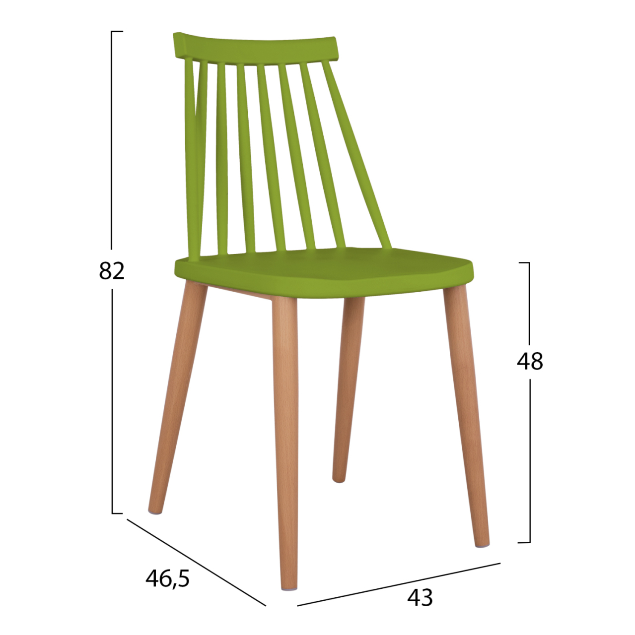 Dining chair HM8052.08 Vanessa green with metallic legs 42,5x47x81,5cm [2]