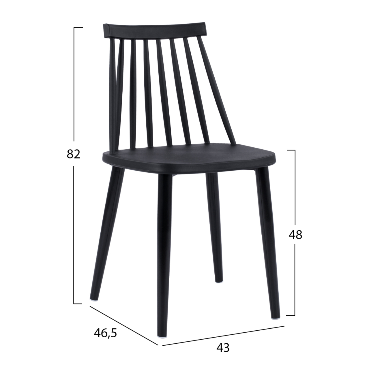 Dining Chair HM8052.12 Vanessa Black with metallic black legs 43x46,5x82 cm. [2]