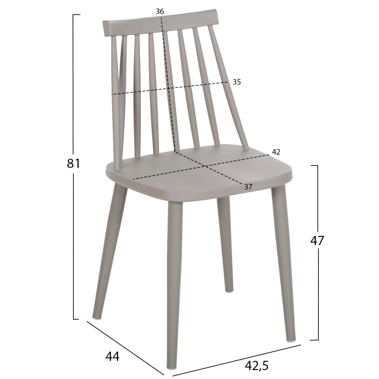 Dining Chair HM8052.22 Vanessa GREY with metallic GREY legs 42.5x44x81H cm. [2]