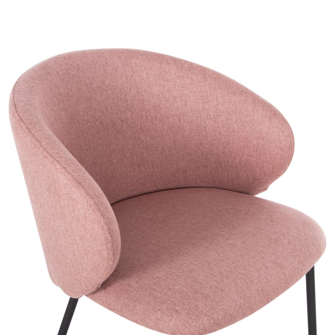 DINING CHAIR ISIAH HM9615.02 DUSTY PINK FABRIC-BLACK METAL LEGS 56x56x76Hcm. [7]