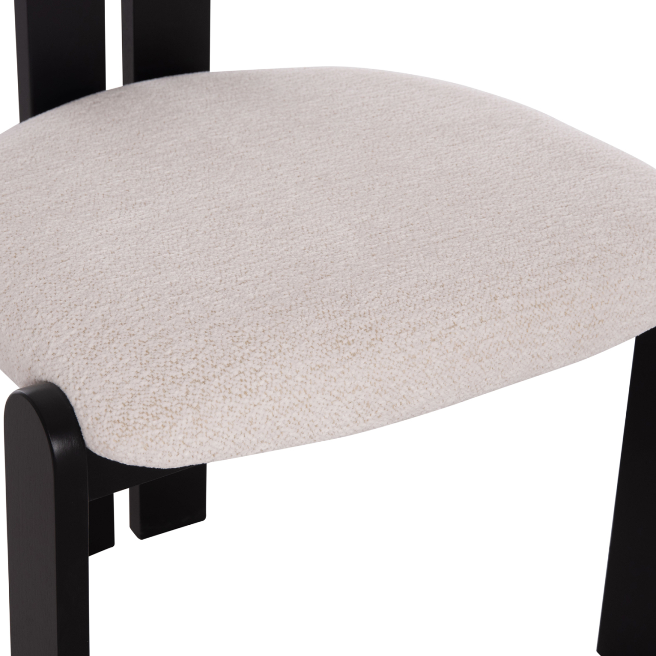 DINING CHAIR KARVO HM18252.02 FABRIC IN CREAM WHITE--WOOD IN BLACK 57x50x78.5Hcm. [8]