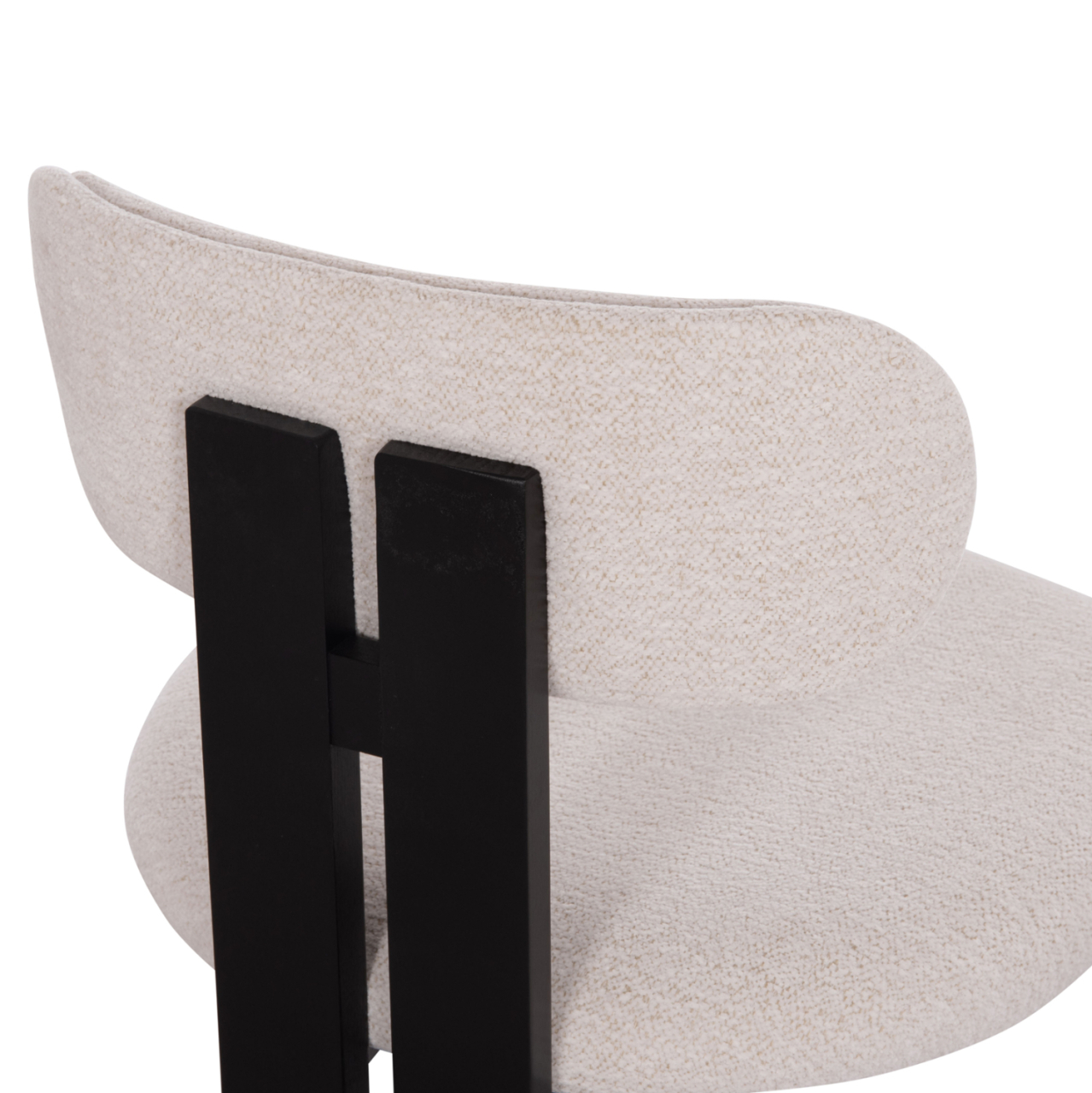 DINING CHAIR KARVO HM18252.02 FABRIC IN CREAM WHITE--WOOD IN BLACK 57x50x78.5Hcm. [10]