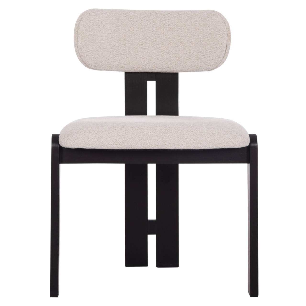 DINING CHAIR KARVO HM18252.02 FABRIC IN CREAM WHITE--WOOD IN BLACK 57x50x78.5Hcm. [3]
