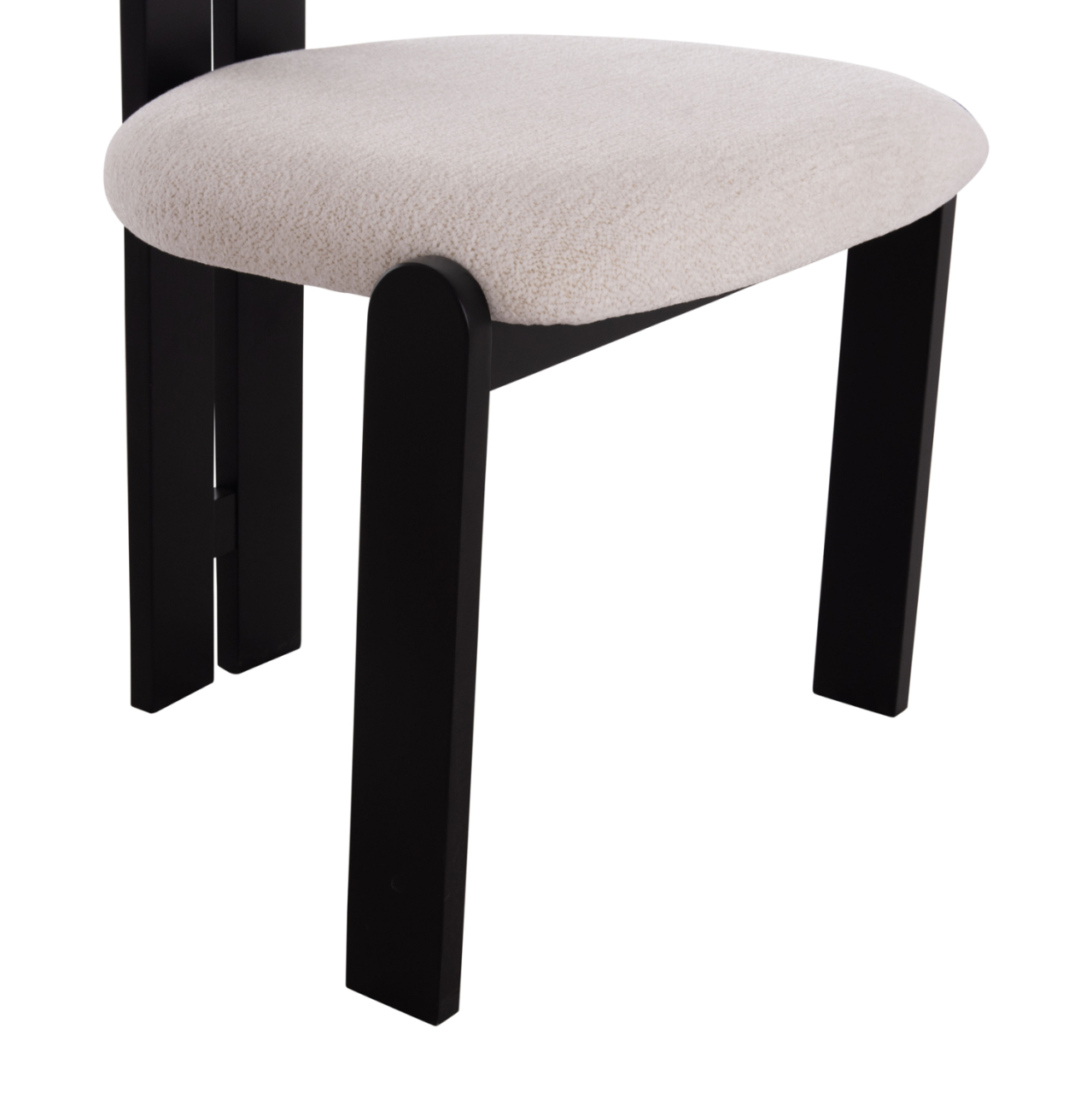 DINING CHAIR KARVO HM18252.02 FABRIC IN CREAM WHITE--WOOD IN BLACK 57x50x78.5Hcm. [9]